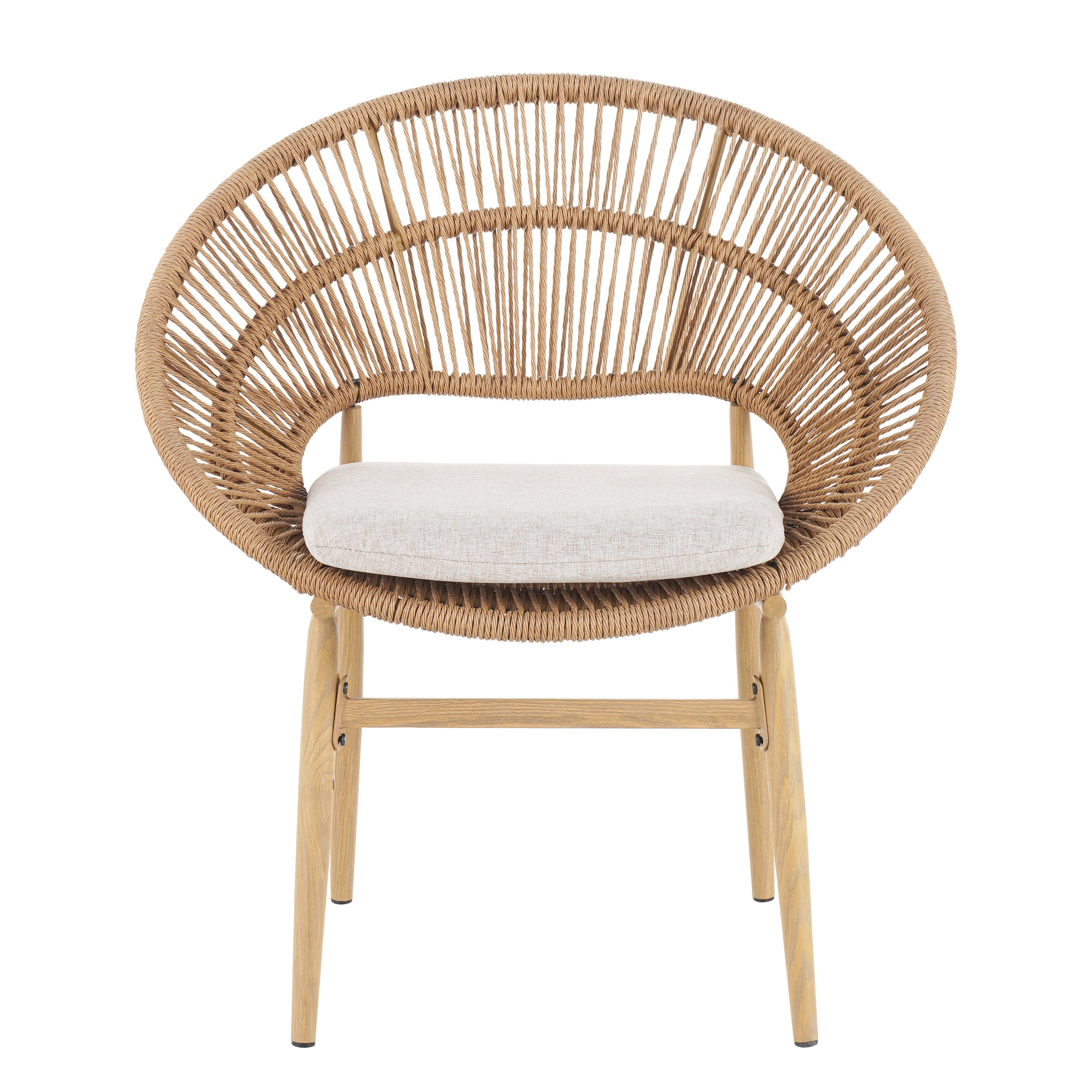 Cyril Outdoor Wicker Papasan Style Dining Chair, Set of 2