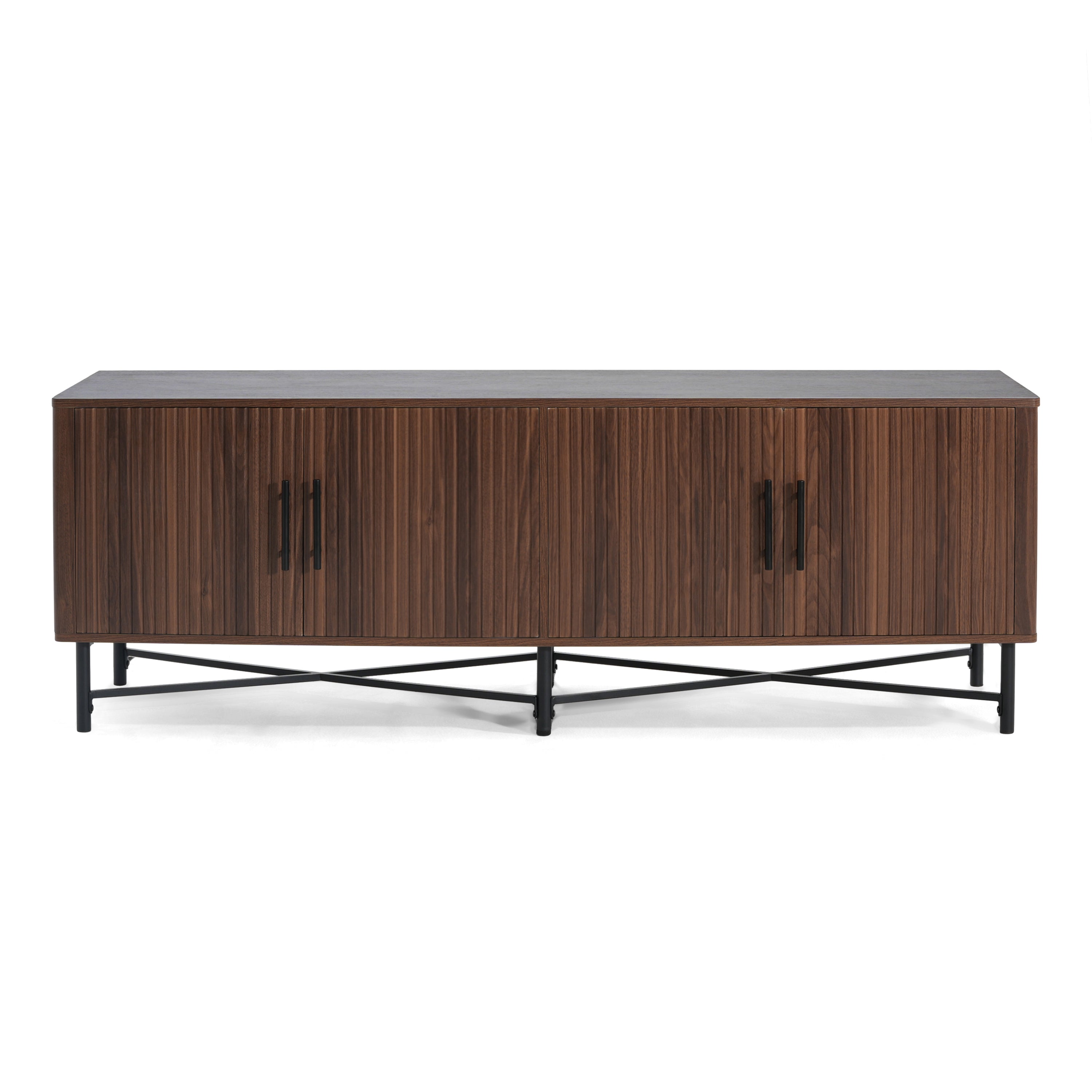 4-Door Fluted Low TV Cabinet