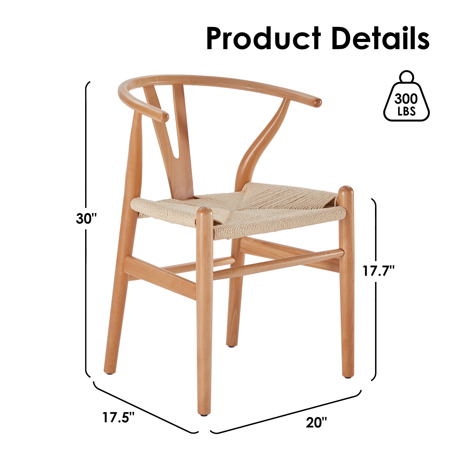Wishbone Dining Chairs with Woven Seat, Set of 2