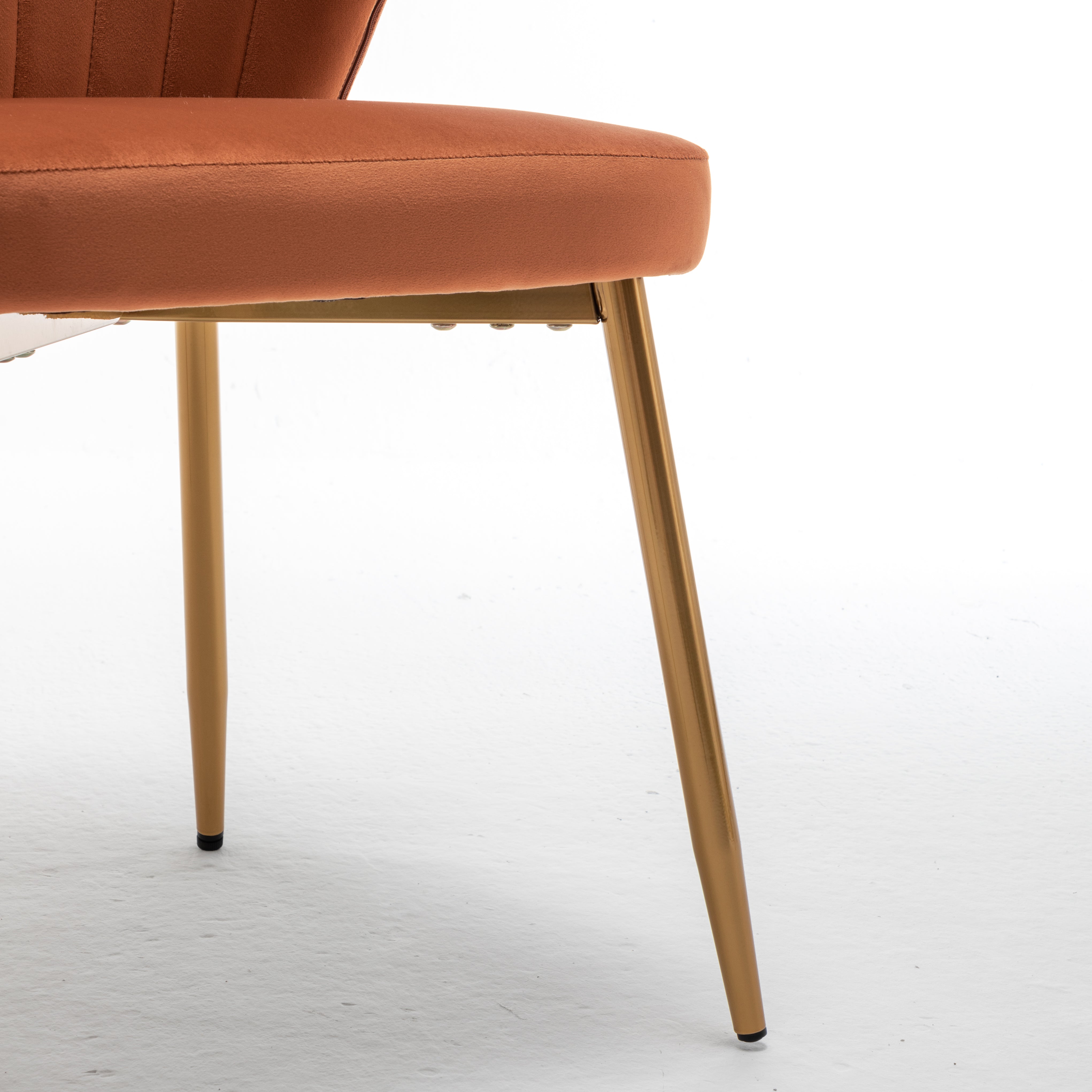 Modern Velvet Armless Accent Chair, Channel Tufted Dining Chair with Gold Metal Legs, Upholstered Side Chair for Living Room Bedroom Small Spaces