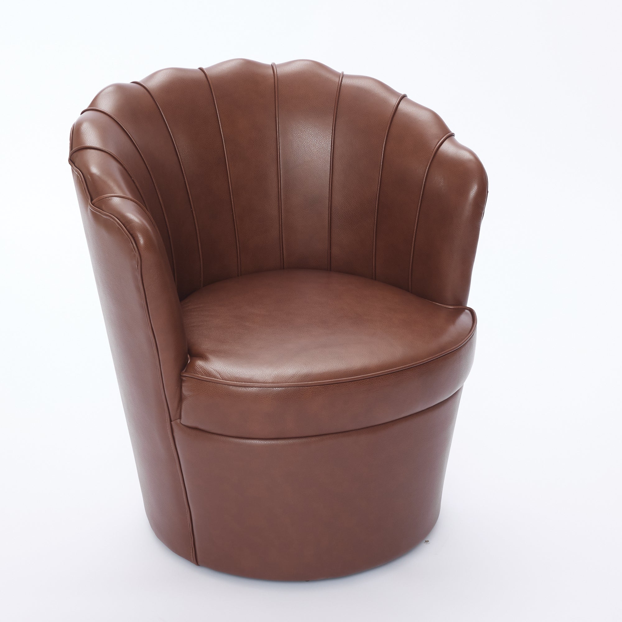Genuine Top-Grain Leather Swivel Wing-Back Accent Chair