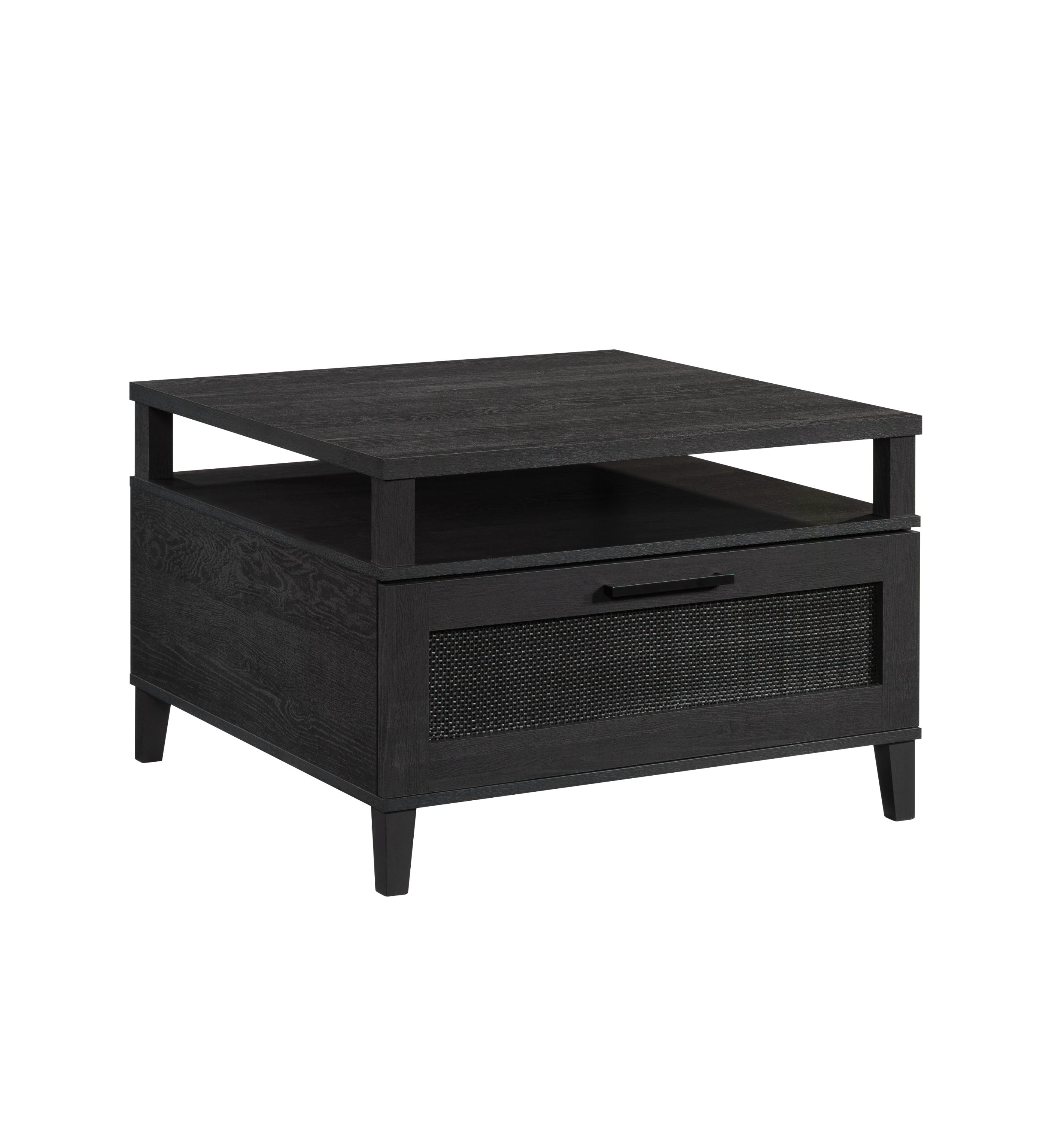 Square Coffee Table with Rattan Front Drawer
