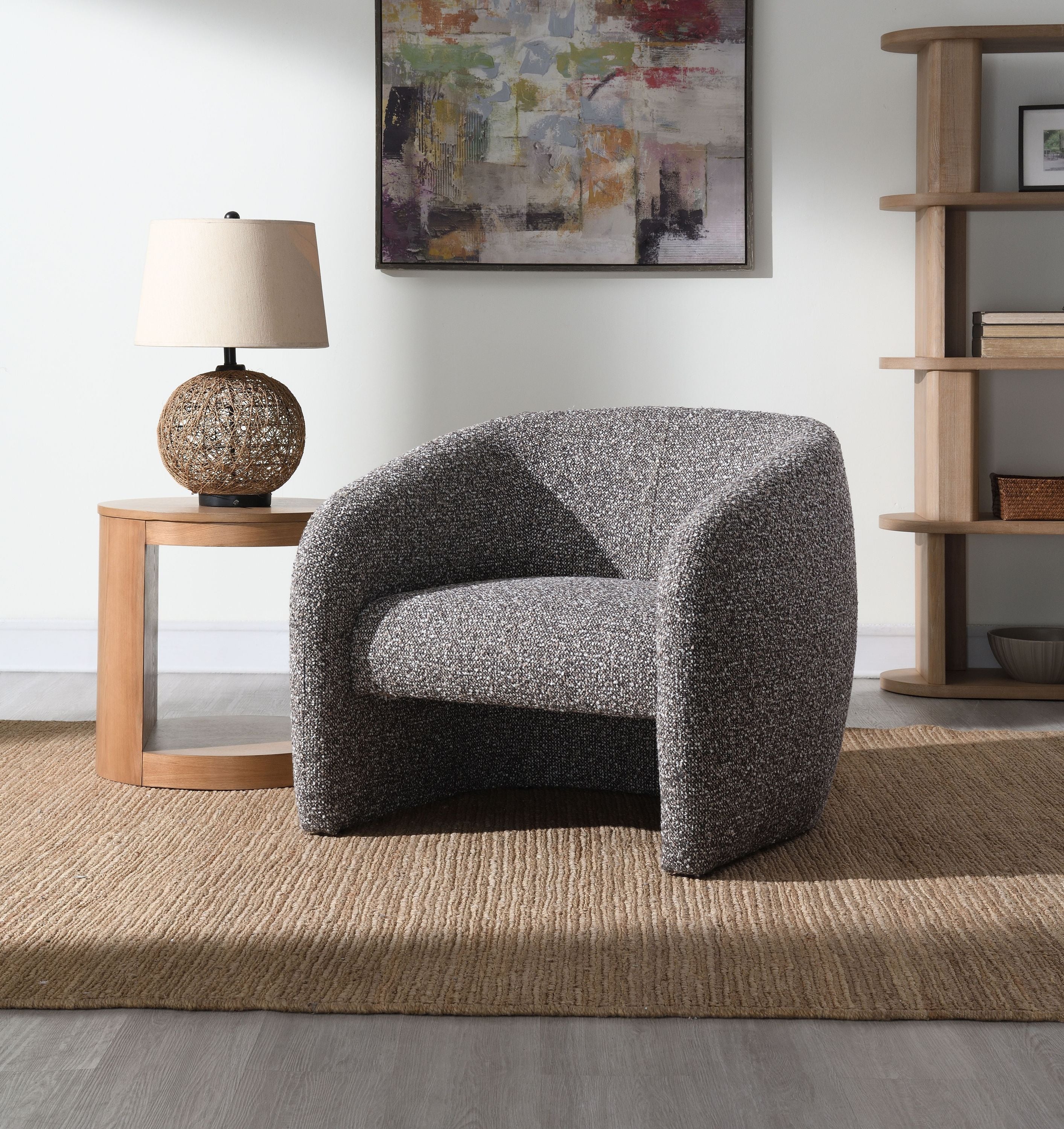 Livia Brown and Gray Tweed Accent Chair