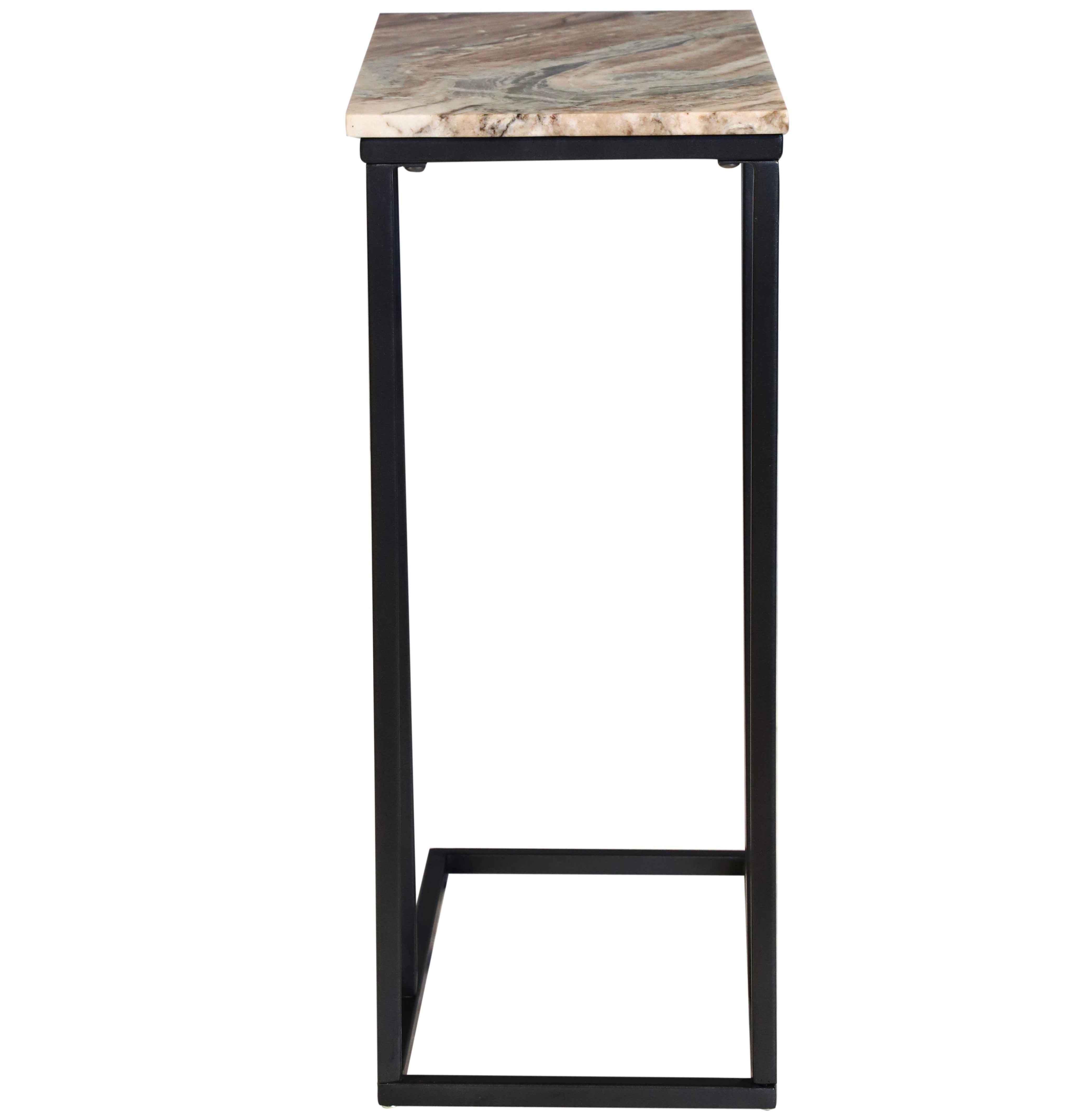 Marble "C" Table With Black Metal Frame