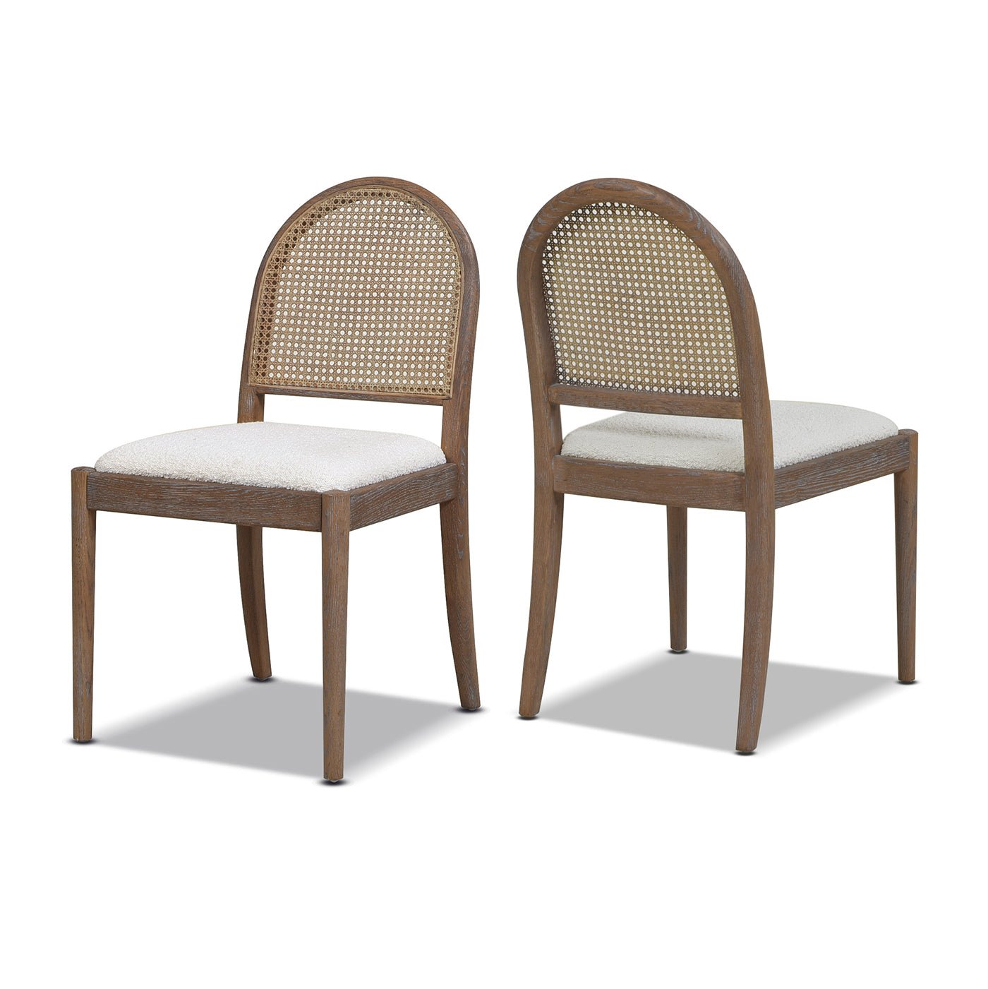 Dining Chair with Curved Cane Rattan Back, Set of 2 - Dining Chairs