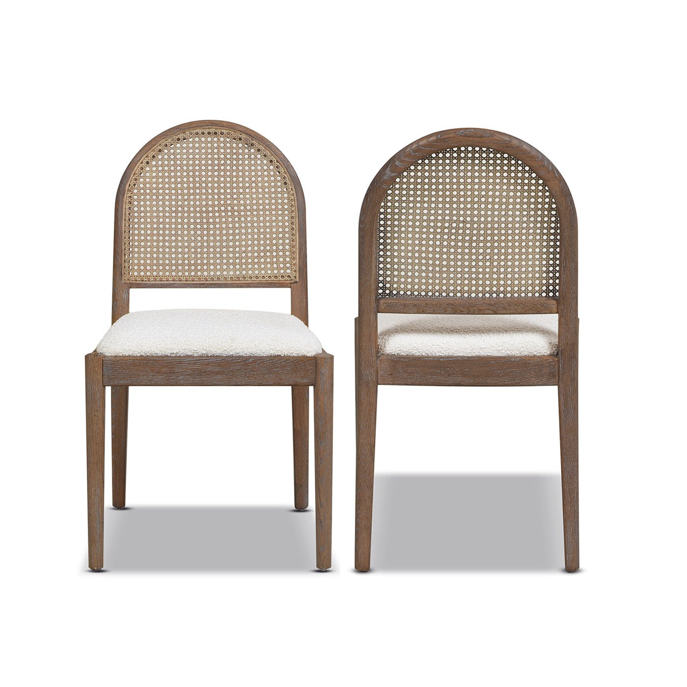 Dining Chair with Curved Cane Rattan Back, Set of 2 - Dining Chairs