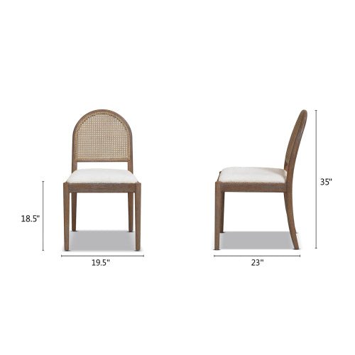 Dining Chair with Curved Cane Rattan Back, Set of 2 - Dining Chairs