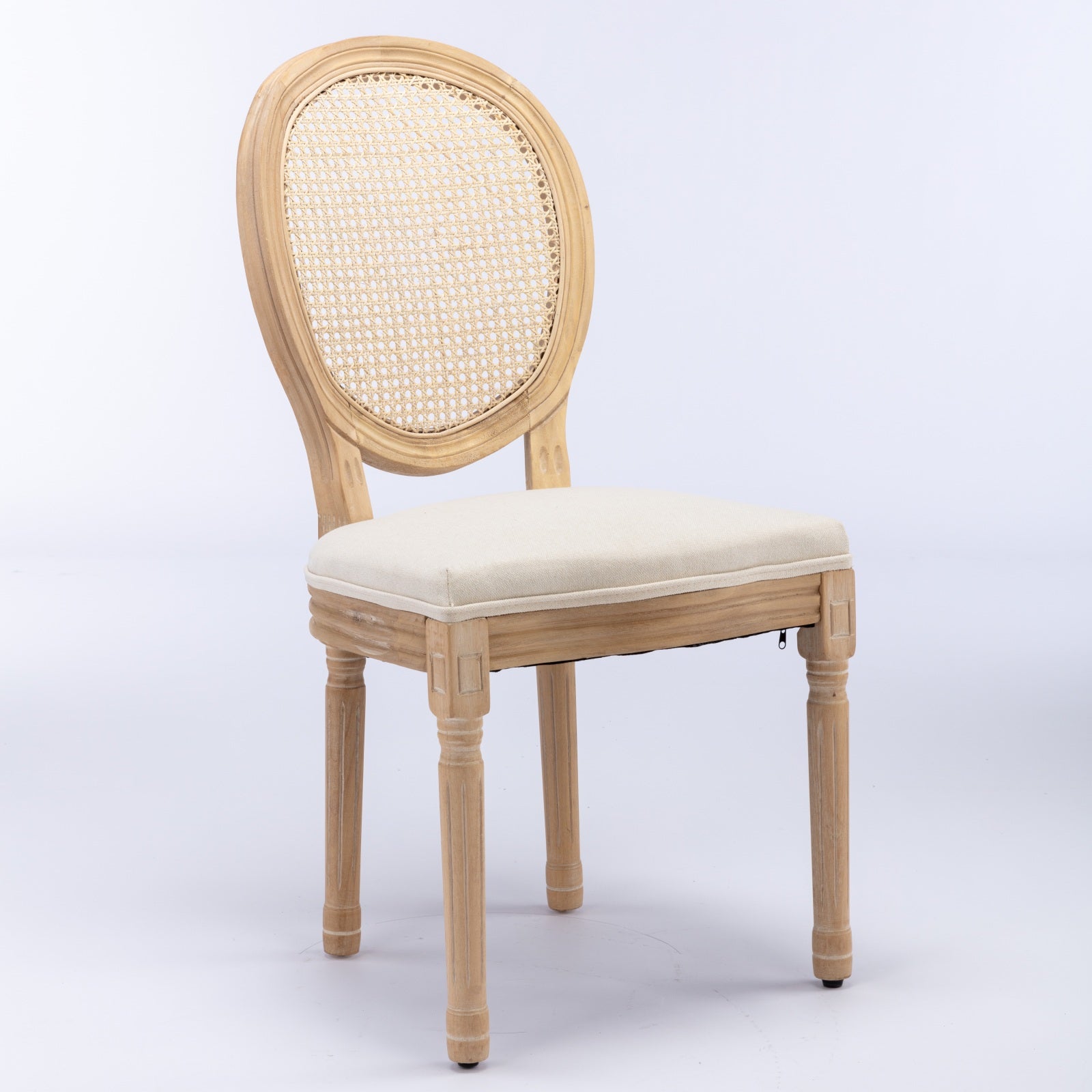 Dining Chair with Rattan Back and Seat Cushion, Set of 2 - Dining Chairs