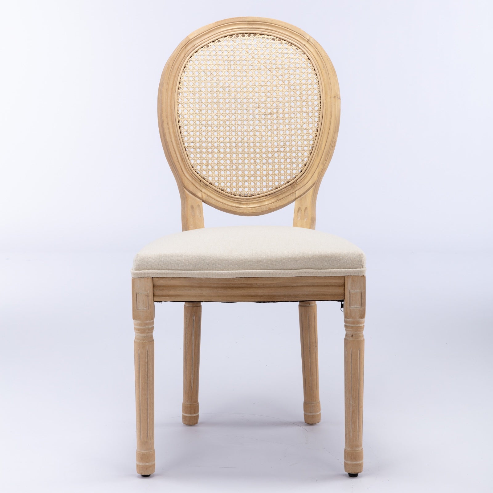 Dining Chair with Rattan Back and Seat Cushion, Set of 2 - Dining Chairs