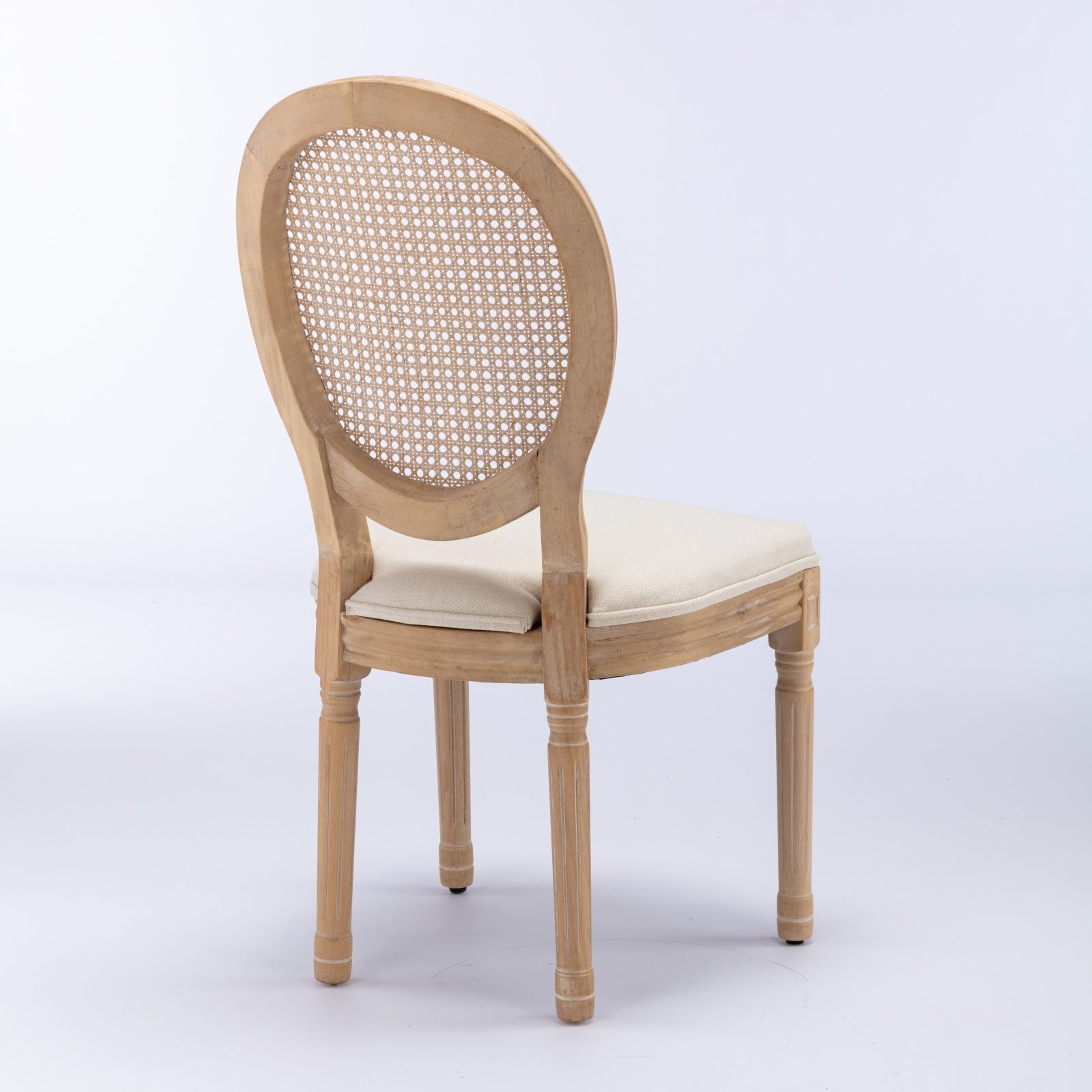 Dining Chair with Rattan Back and Seat Cushion, Set of 2 - Dining Chairs