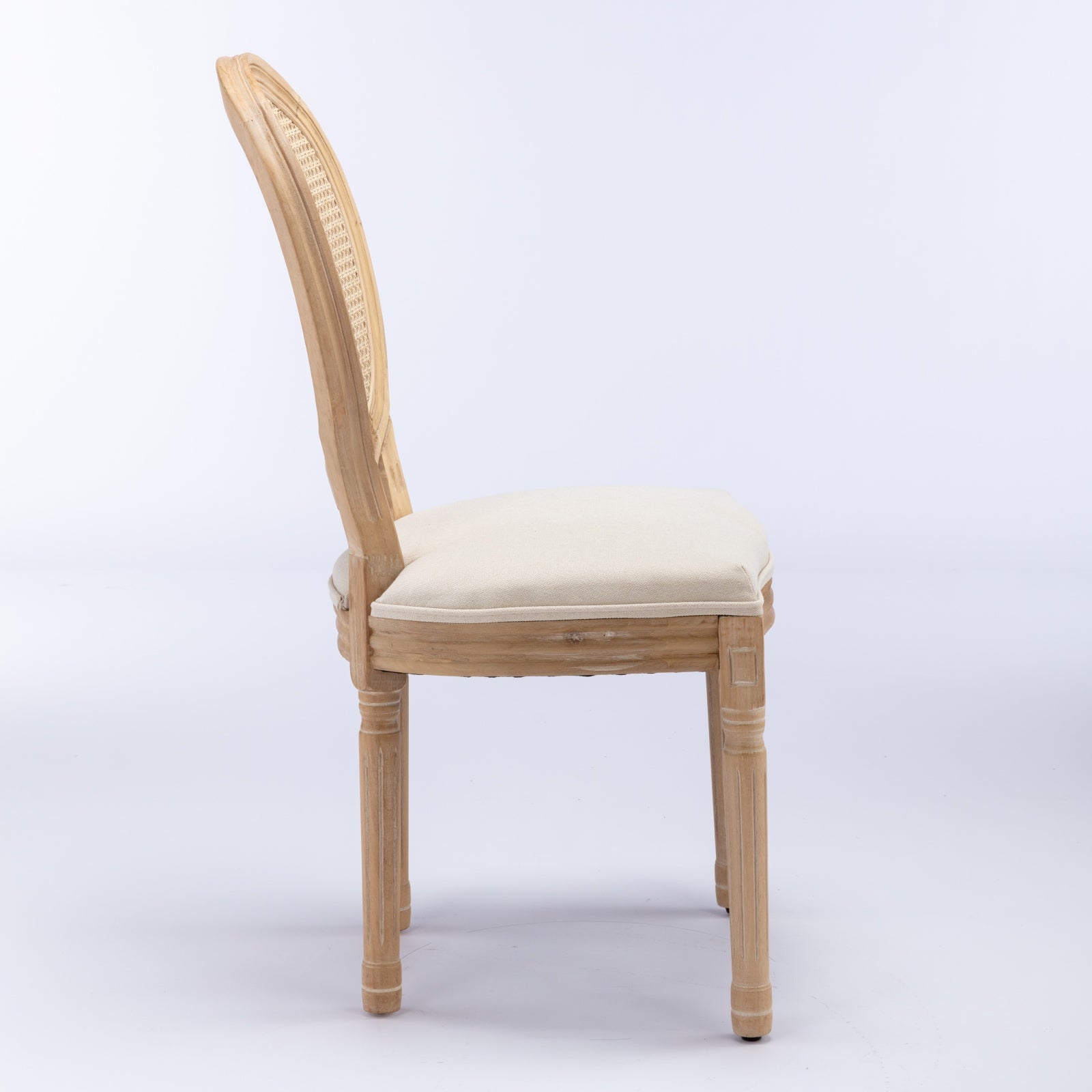 Dining Chair with Rattan Back and Seat Cushion, Set of 2 - Dining Chairs
