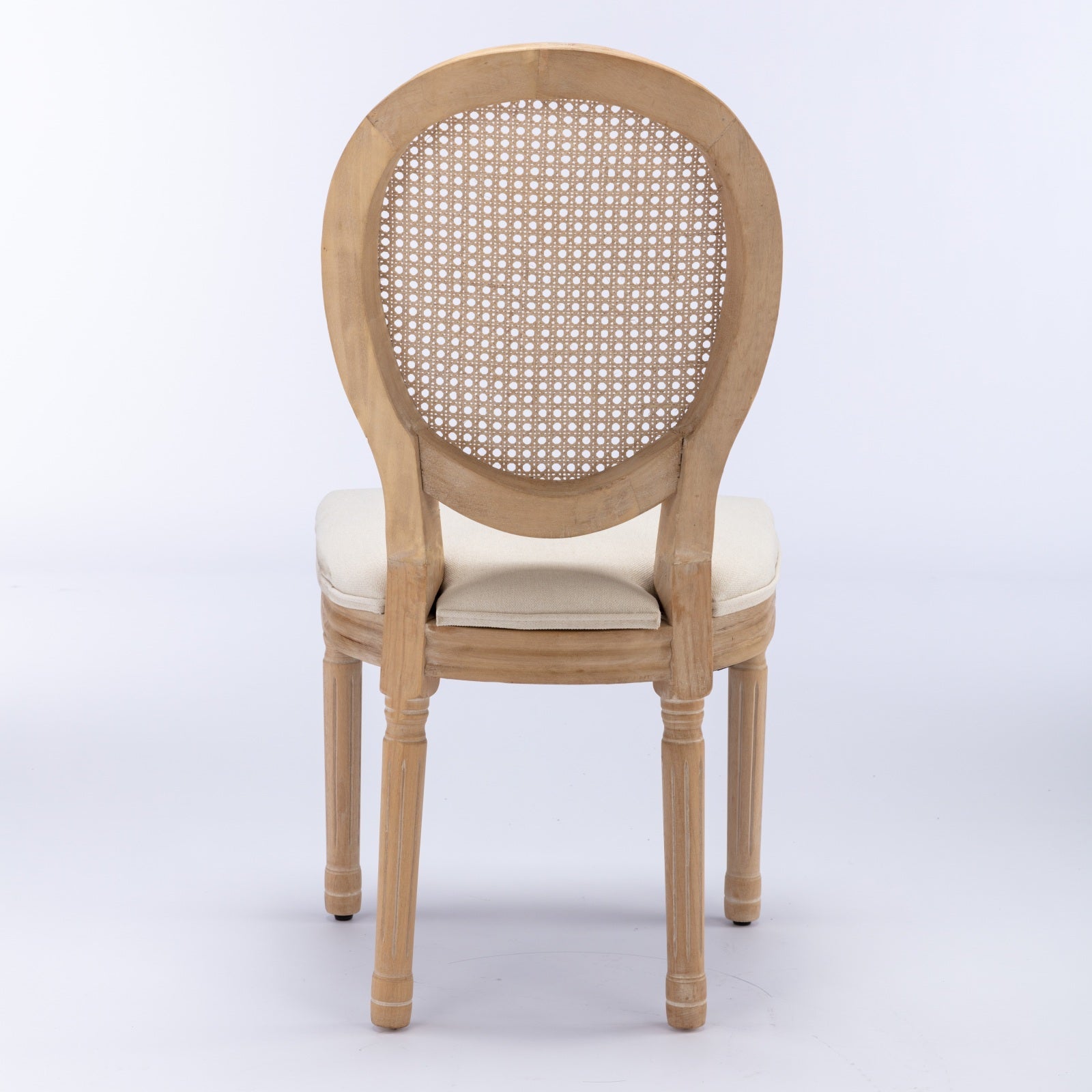 Dining Chair with Rattan Back and Seat Cushion, Set of 2 - Dining Chairs
