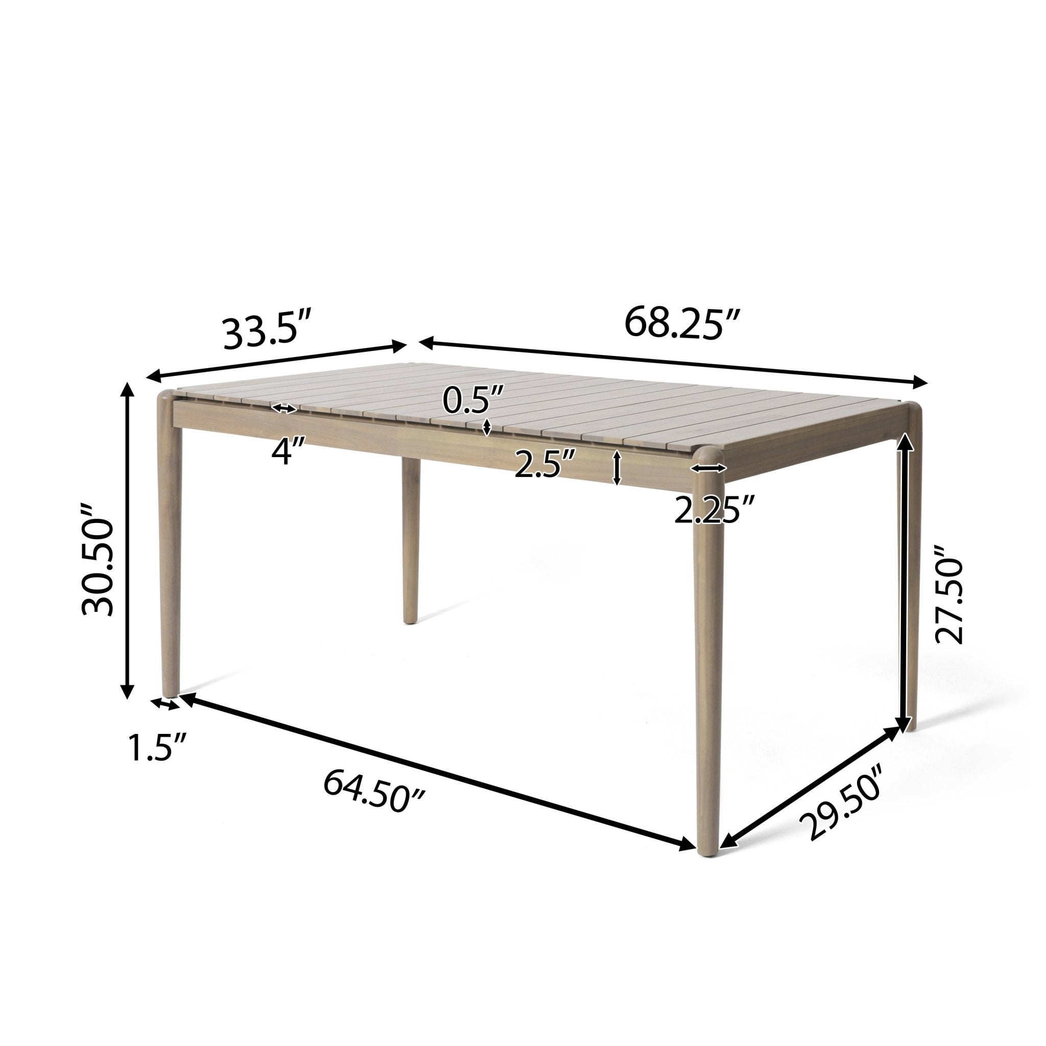 Dining Table with Slat Top and Solid Wood Legs - Dining Tables