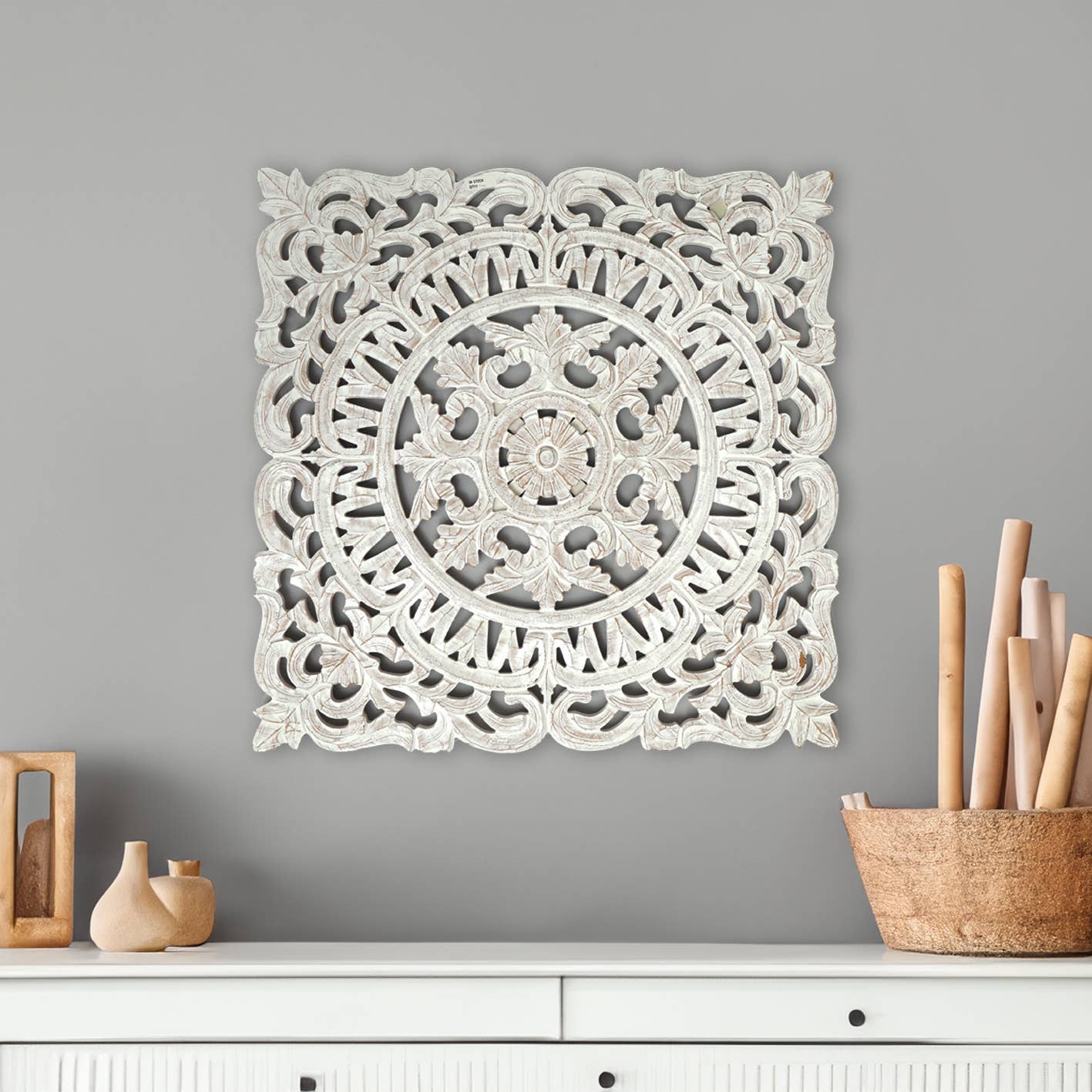 Divine Carved Wooden Panel - Wall Decor