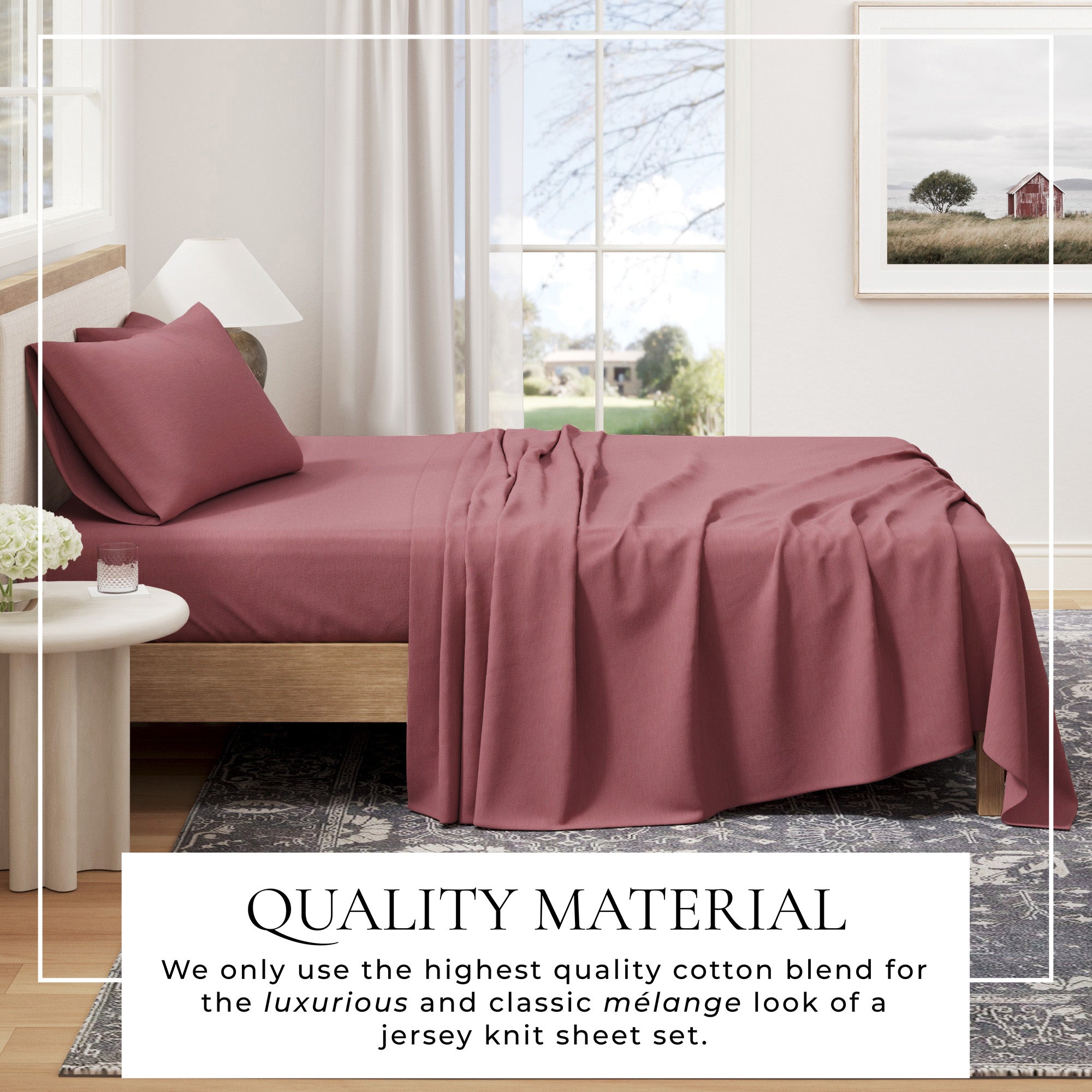 Cotton Heathered Melange Jersey Knit Sheet Set
