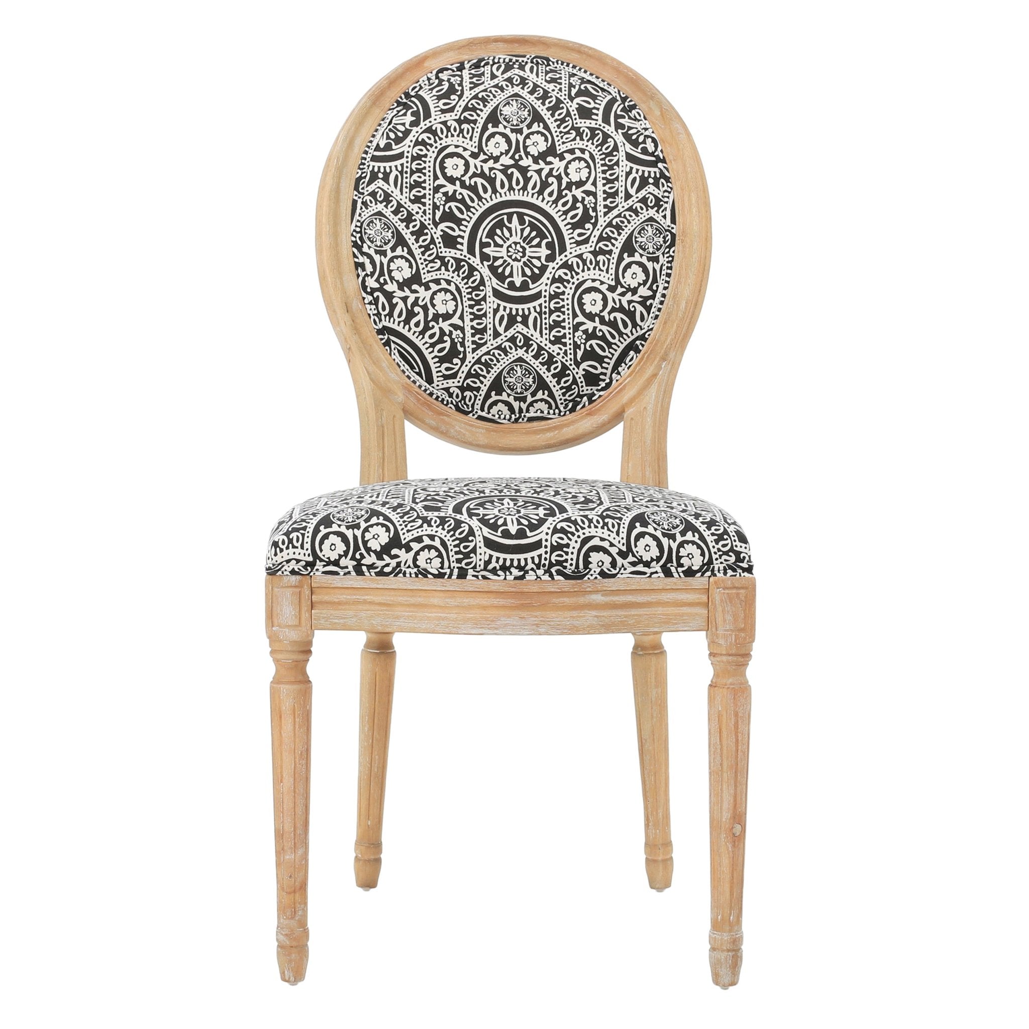 Dynamic Upholstered Dining Chair with Round Backrest and Fluted Legs, Set of 2 - Dining Chairs