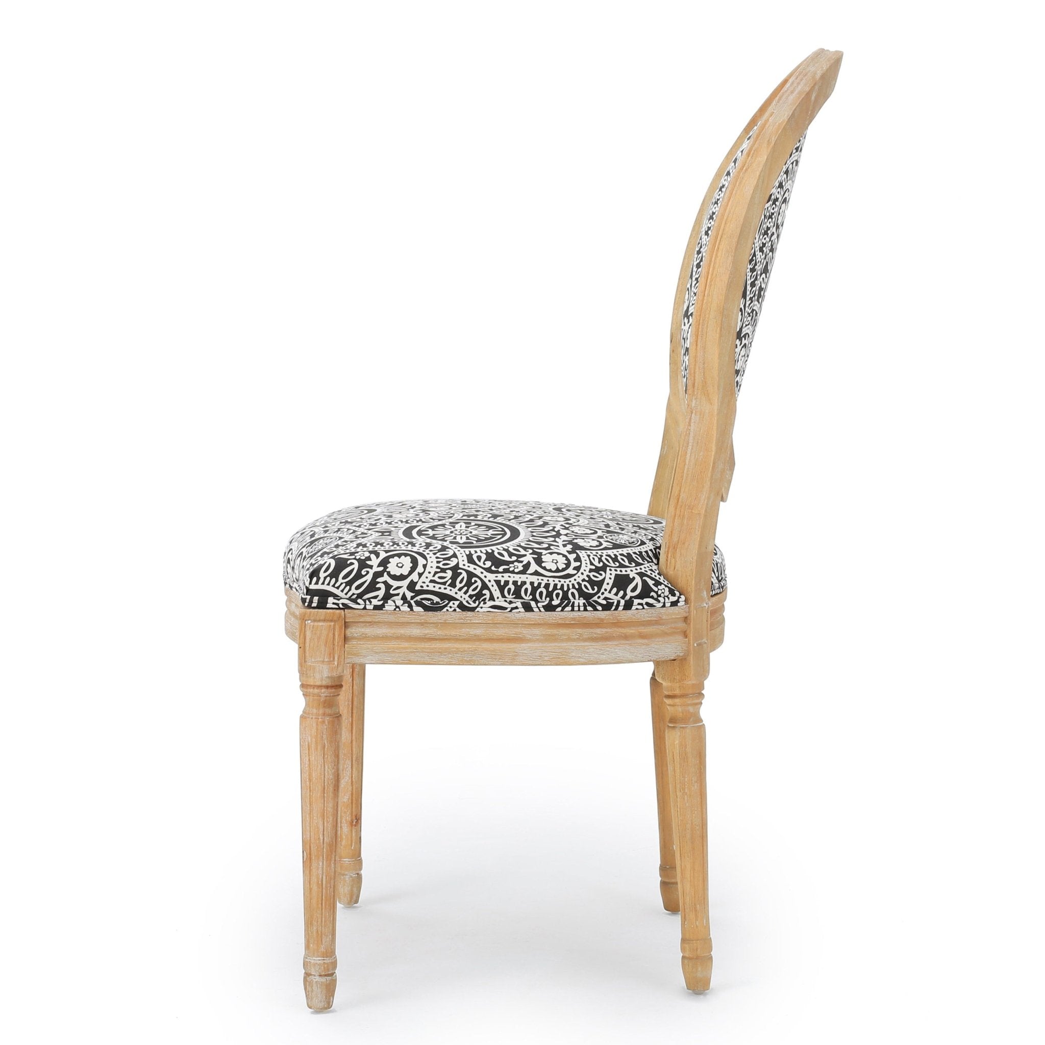 Dynamic Upholstered Dining Chair with Round Backrest and Fluted Legs, Set of 2 - Dining Chairs