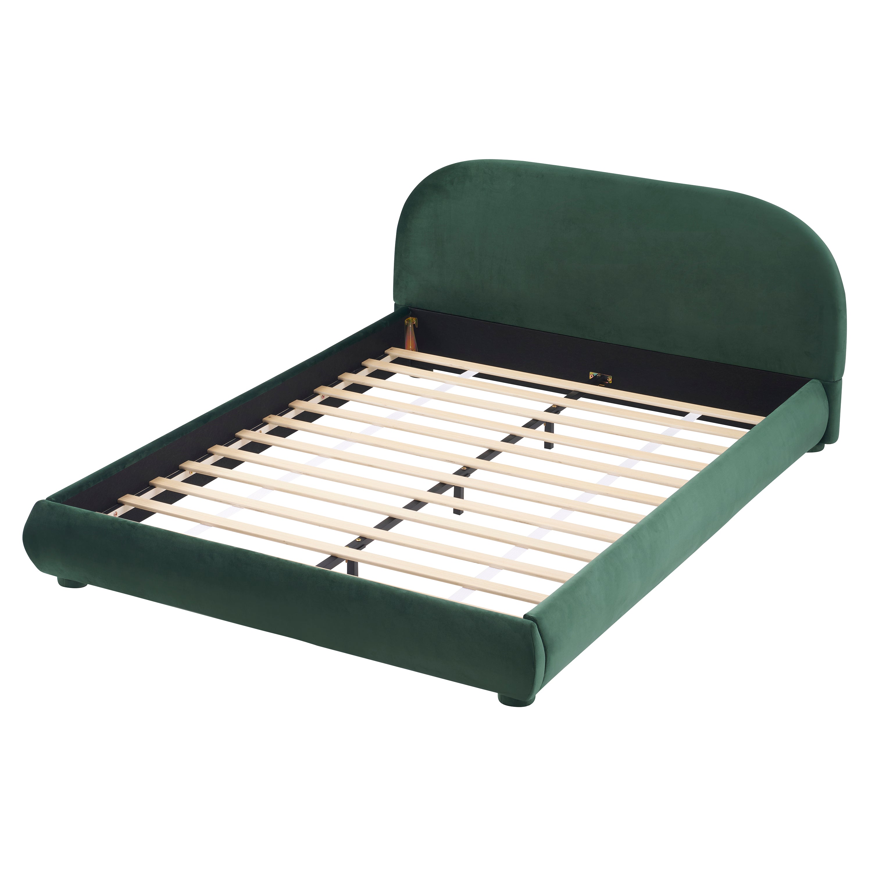 Modern Bed Frame with Upholstered Curved Headboard