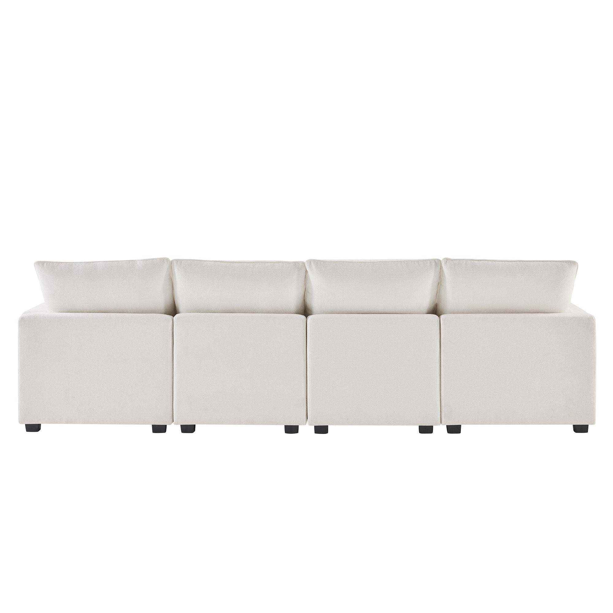 Chenille Modular Sofa with 2 Pillows, Seats 4