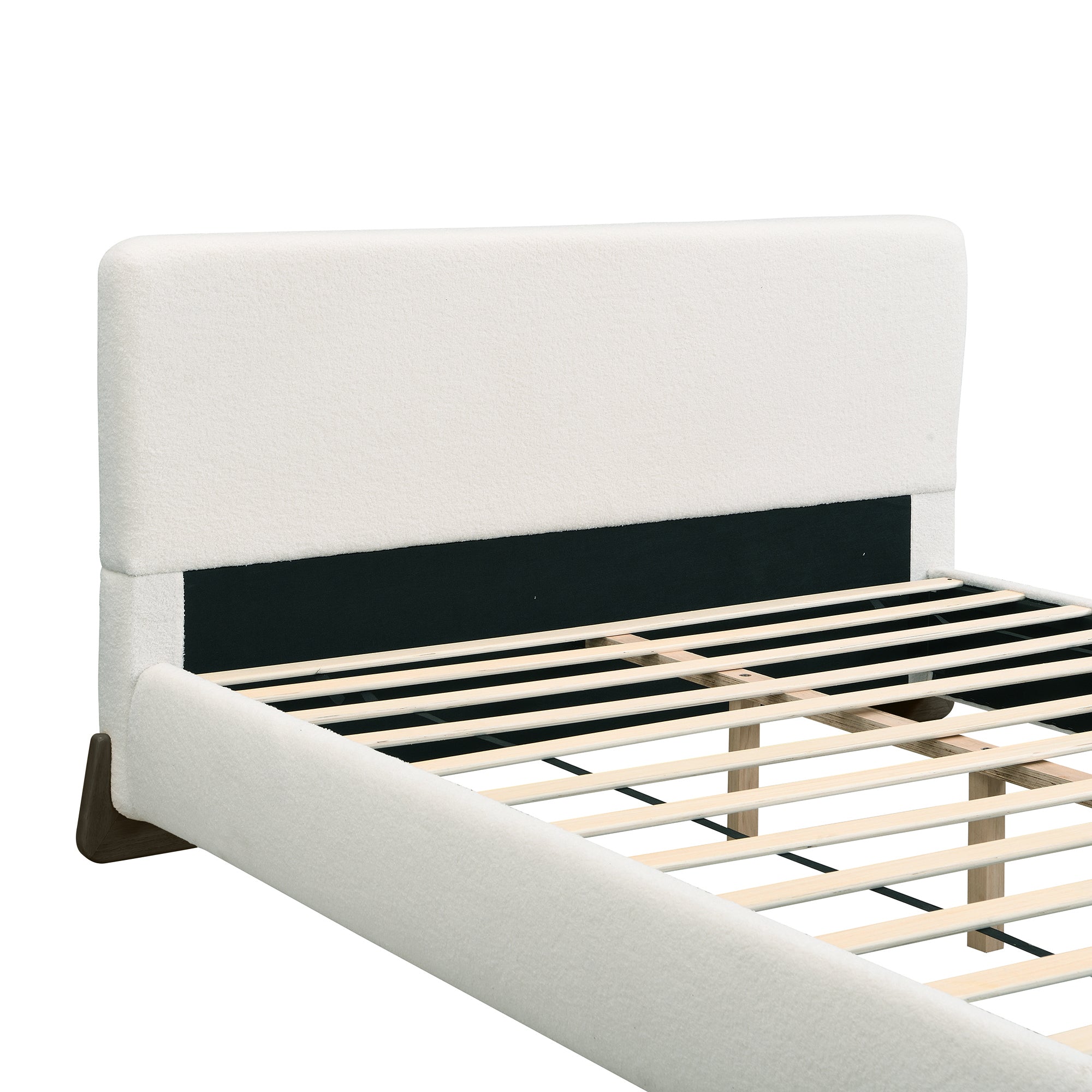 Elegant Boucle Upholstered Bed with Accent Feet
