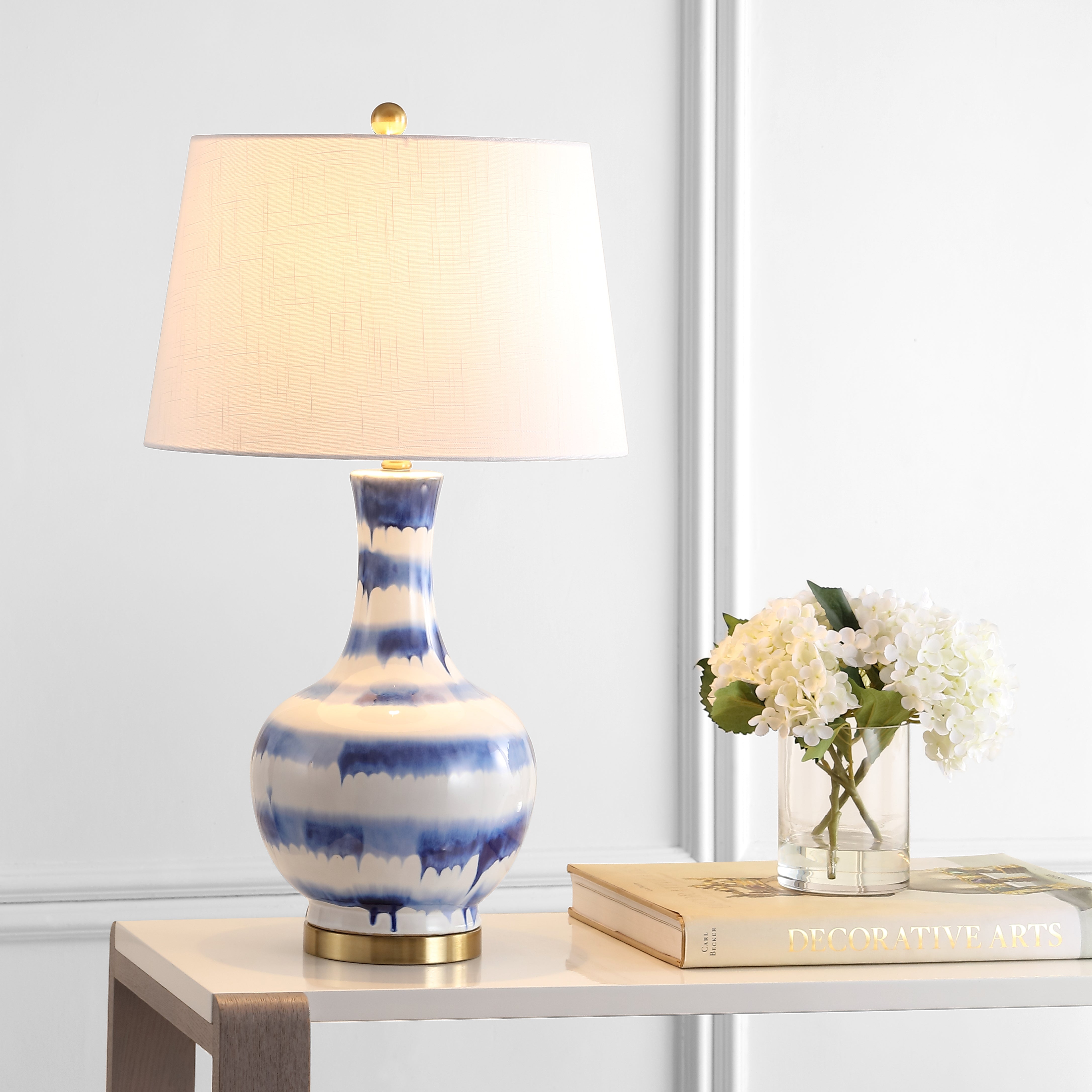 Tucker Striped Ceramic/Metal LED Table Lamp