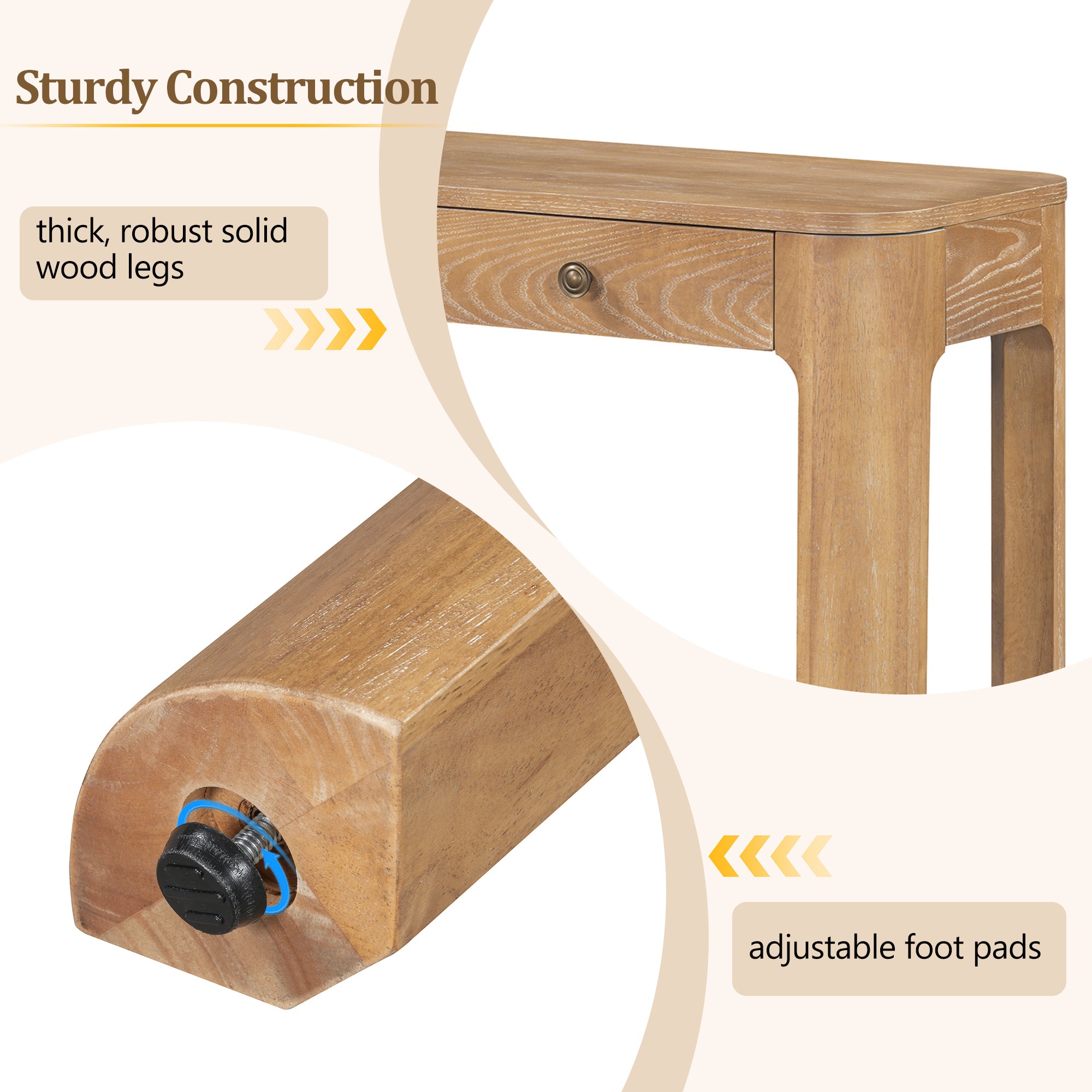 Rustic Console Table with Curved Corners