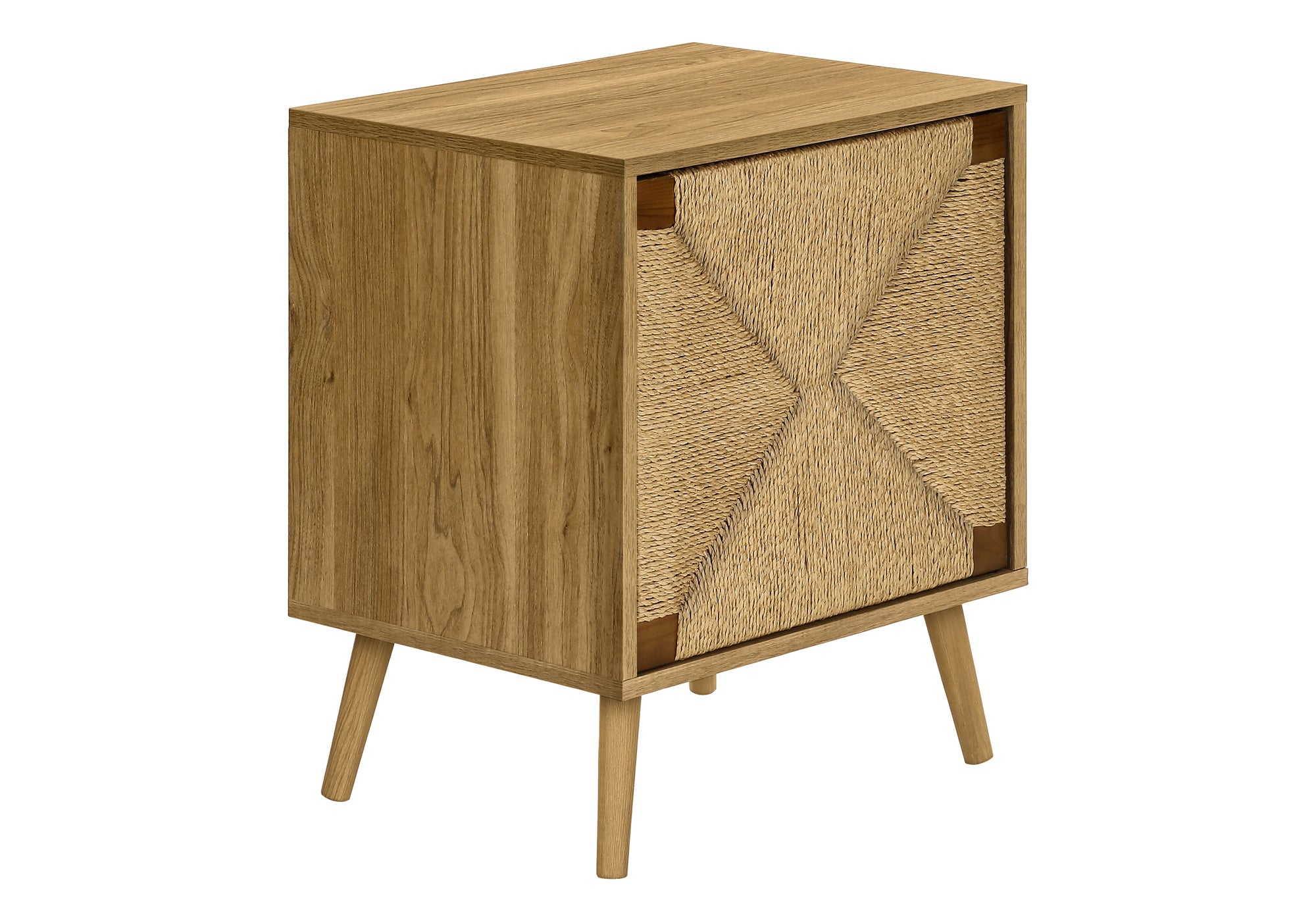 Mid Century Seagrass-Look End Table