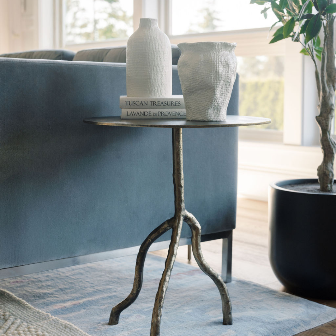 Aluminum Textured Vase in Off-White, 8 in