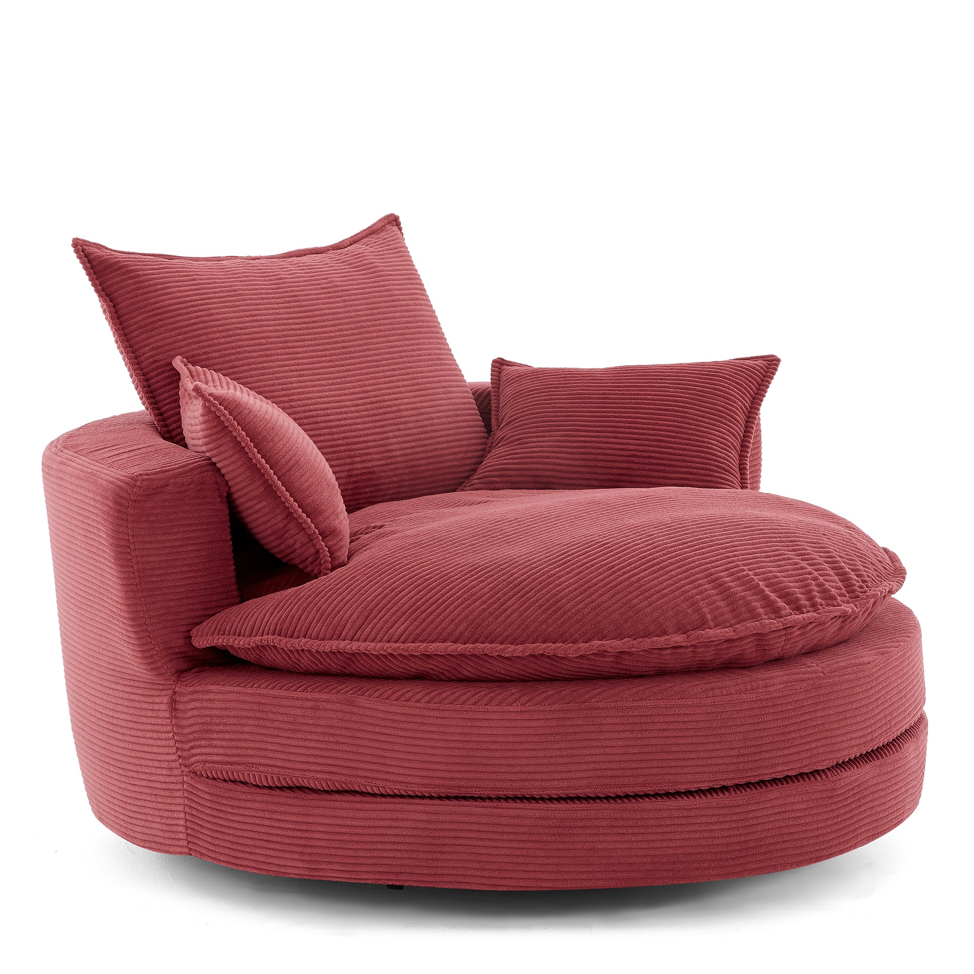 Corduroy 360° Swivel Accent Barrel Chair with 3 Removable Pillows