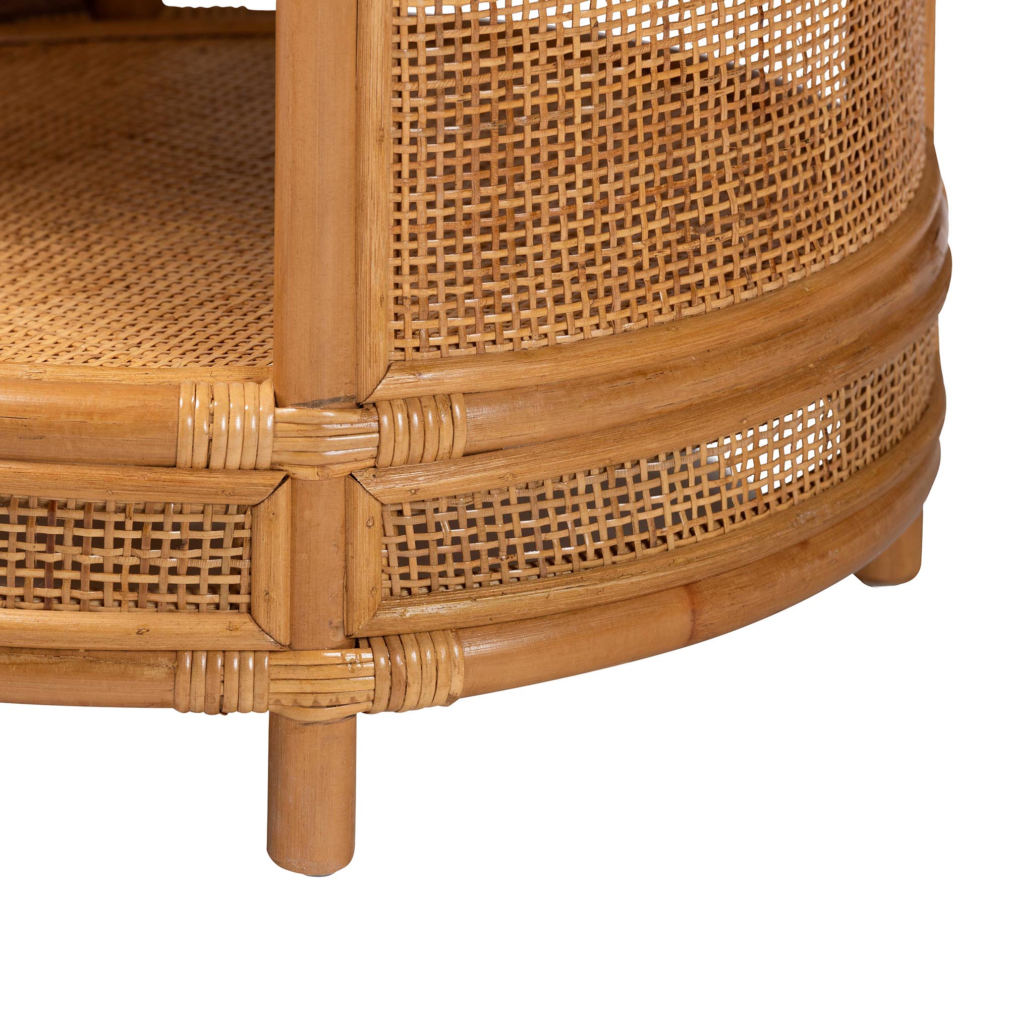 Modern Bohemian Natural Brown Rattan End Table