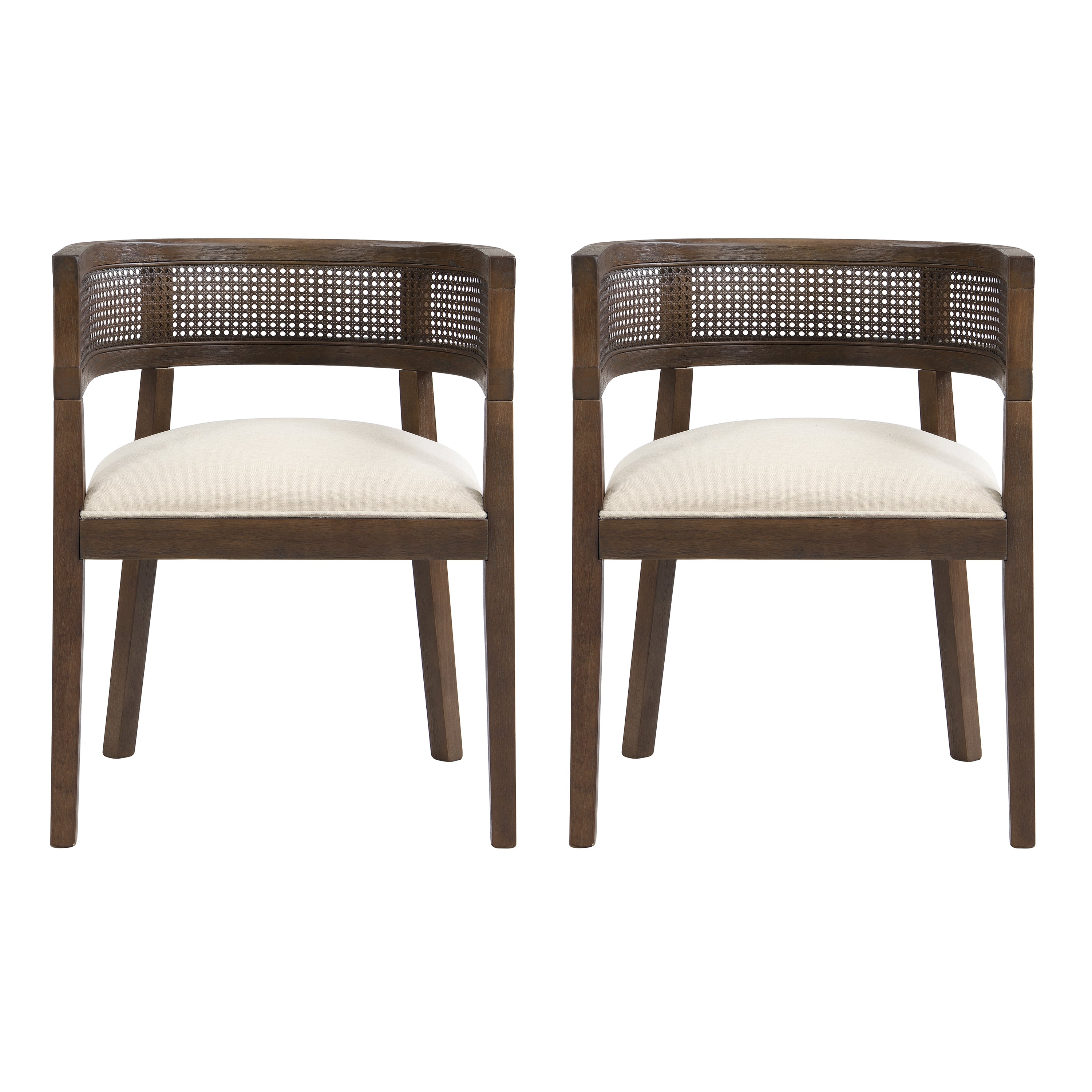 Barrel Dining Chair with Rattan Back - Thumbnail 4