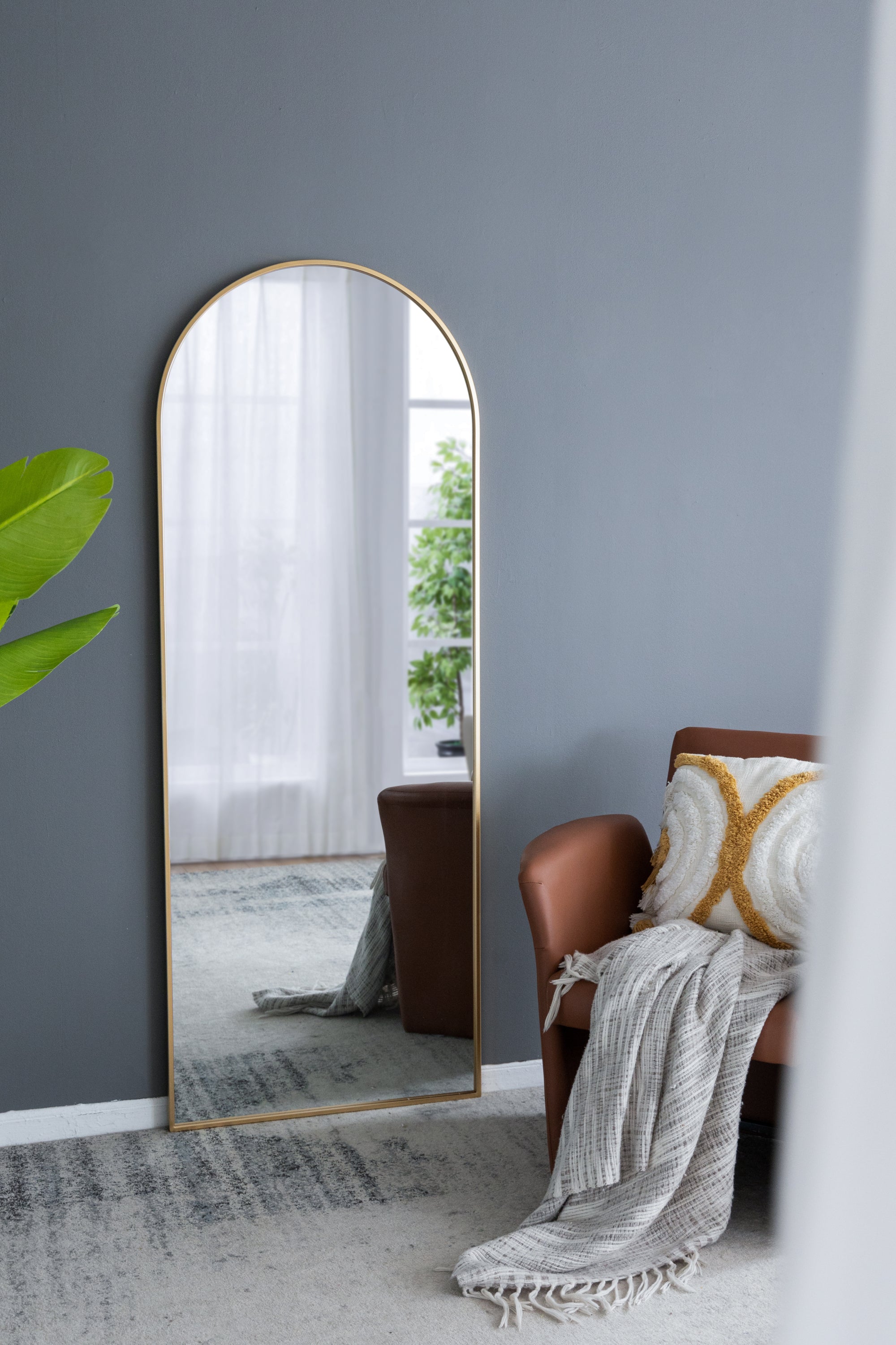 Celine Gold Arch Floor Mirror