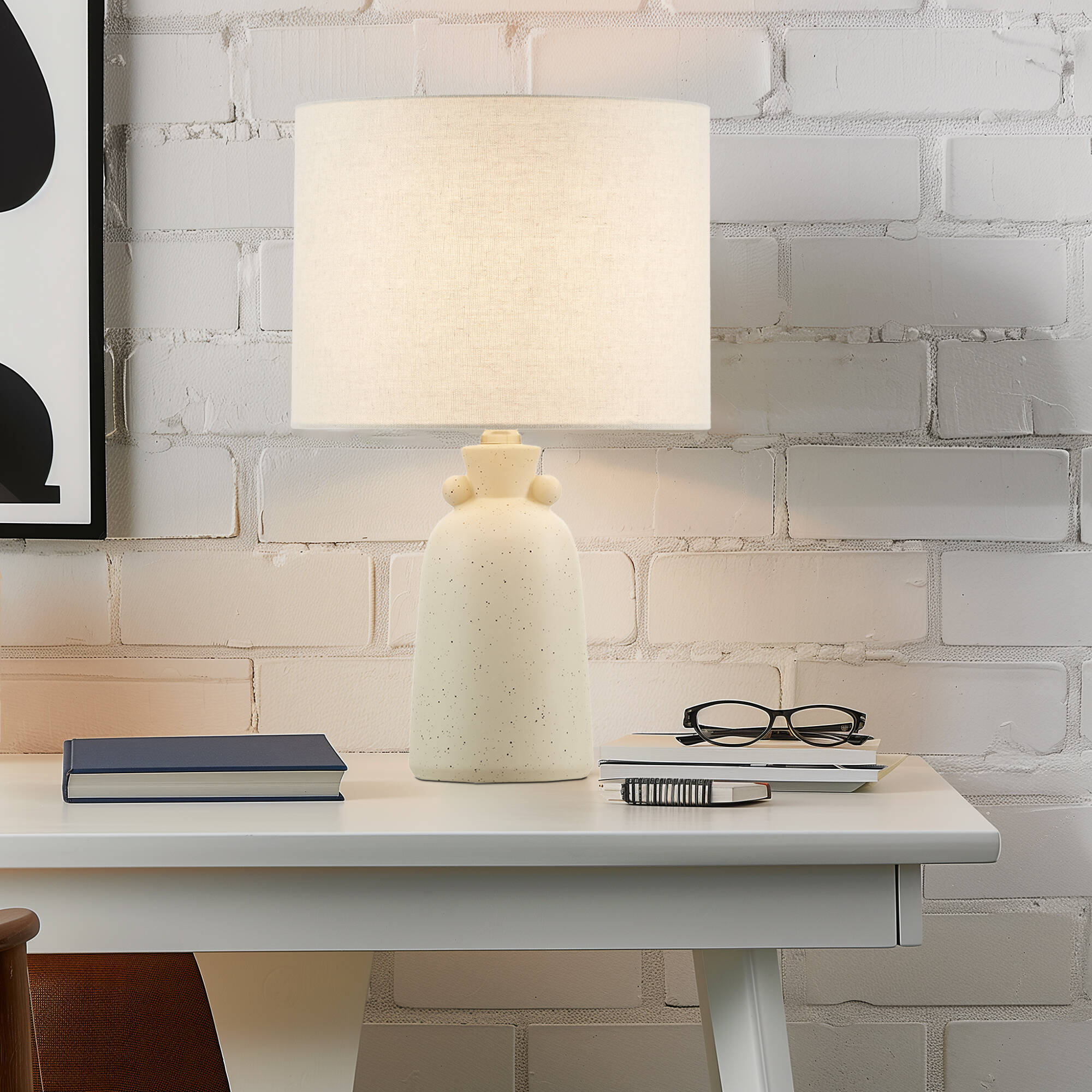 16" Ceramic Table Lamp with Drum Shade