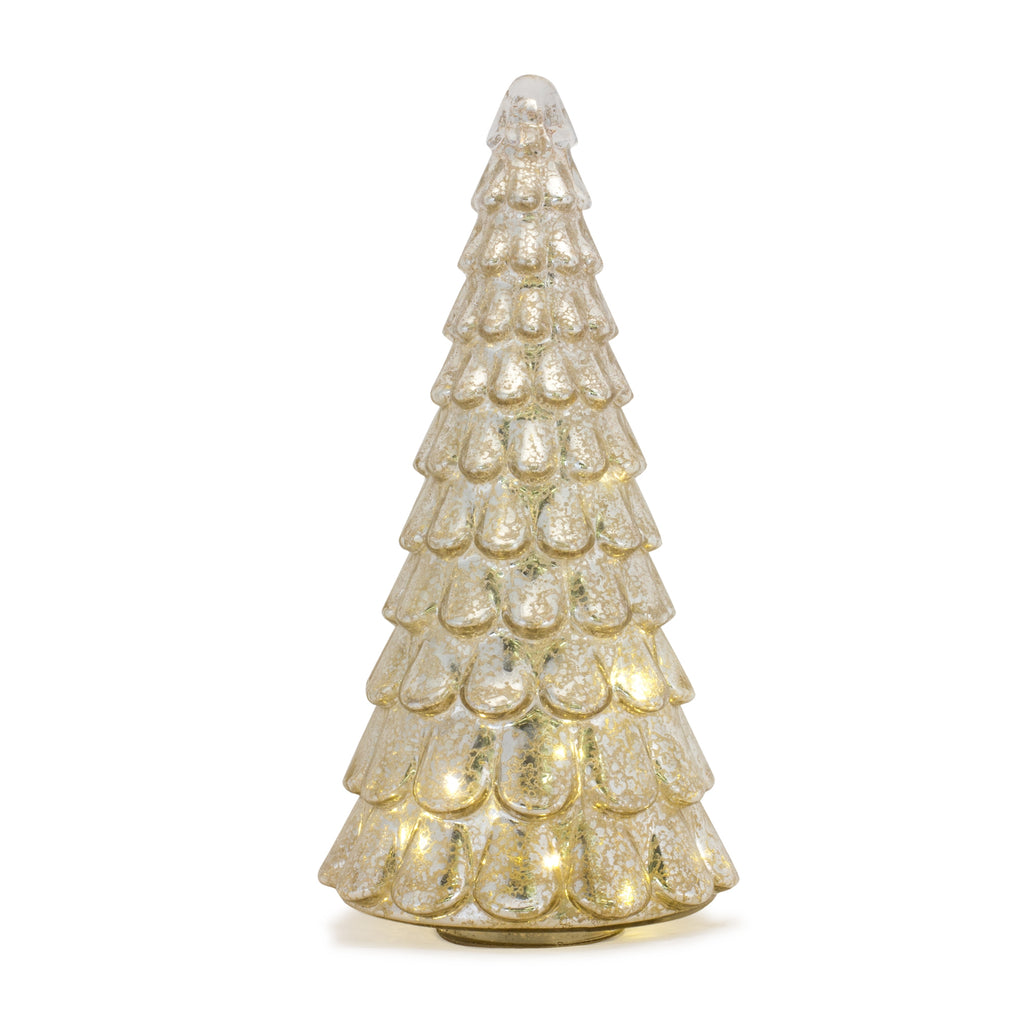 Led Lighted Mercury Glass Holiday Tree Décor (Set of 2)