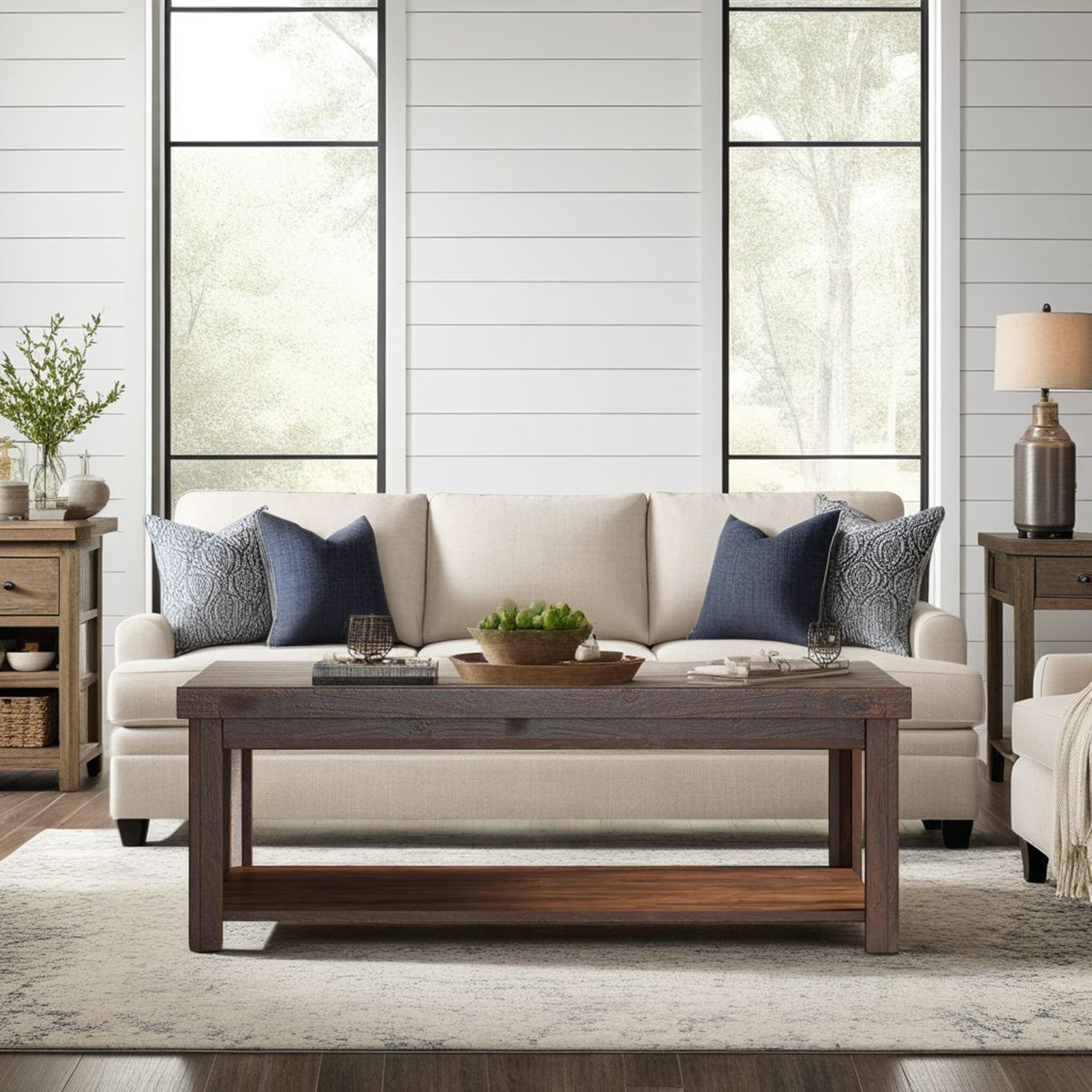 Farmhouse Rustic Rectangular Coffee Table