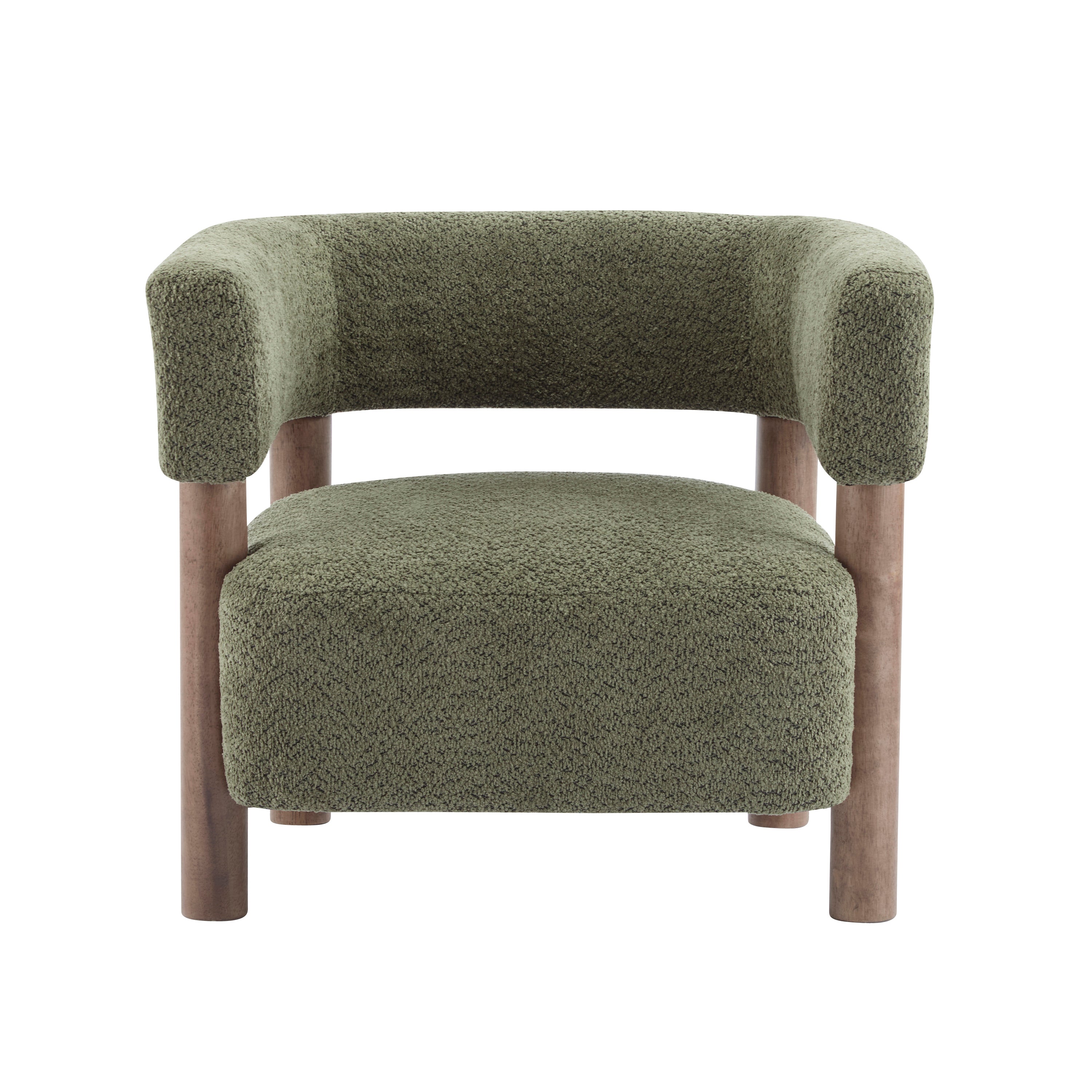 Boucle Upholstered Accent Arm Chair with Modern Wooden Frame