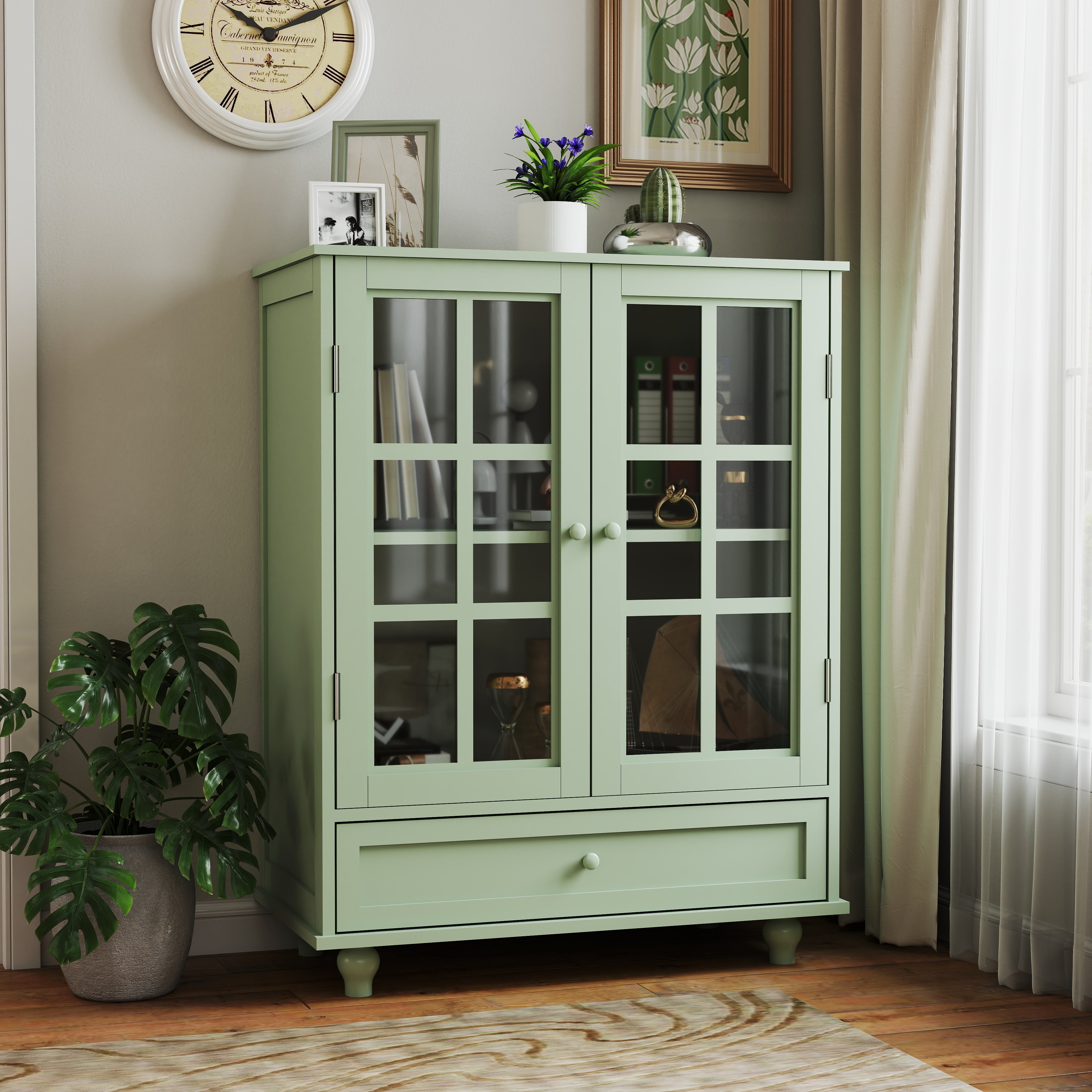 Double Glass Door Accent Cabinet