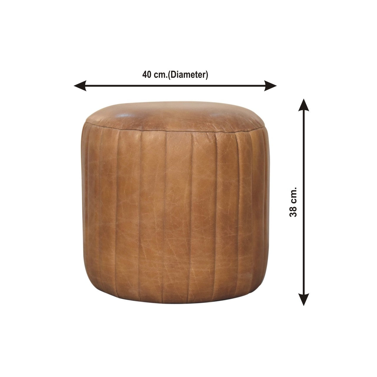 Solid Wood Buffalo Leather Boucle Footstool