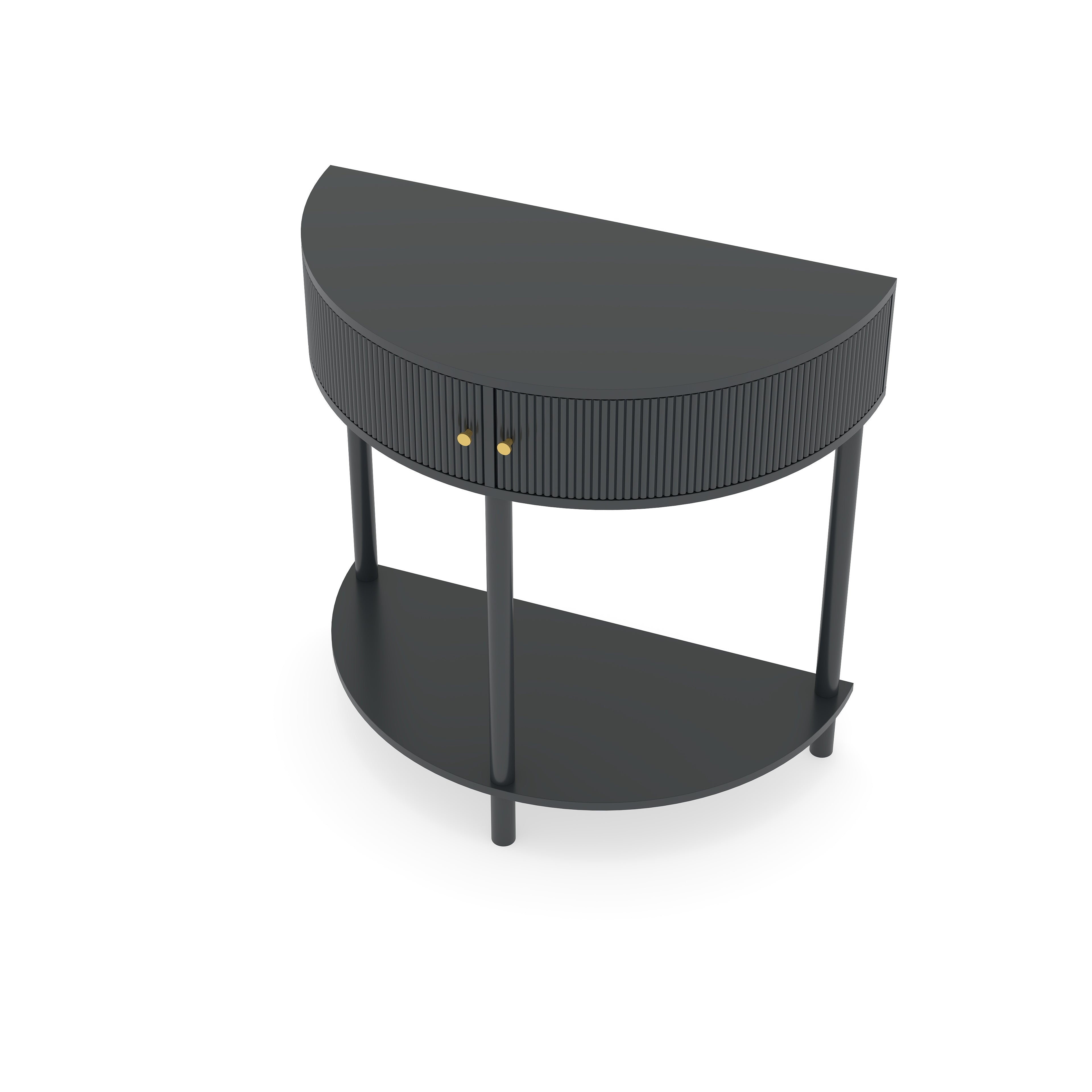 Artisan-Crafted Wave-Pattern Demi-Lune Console Table