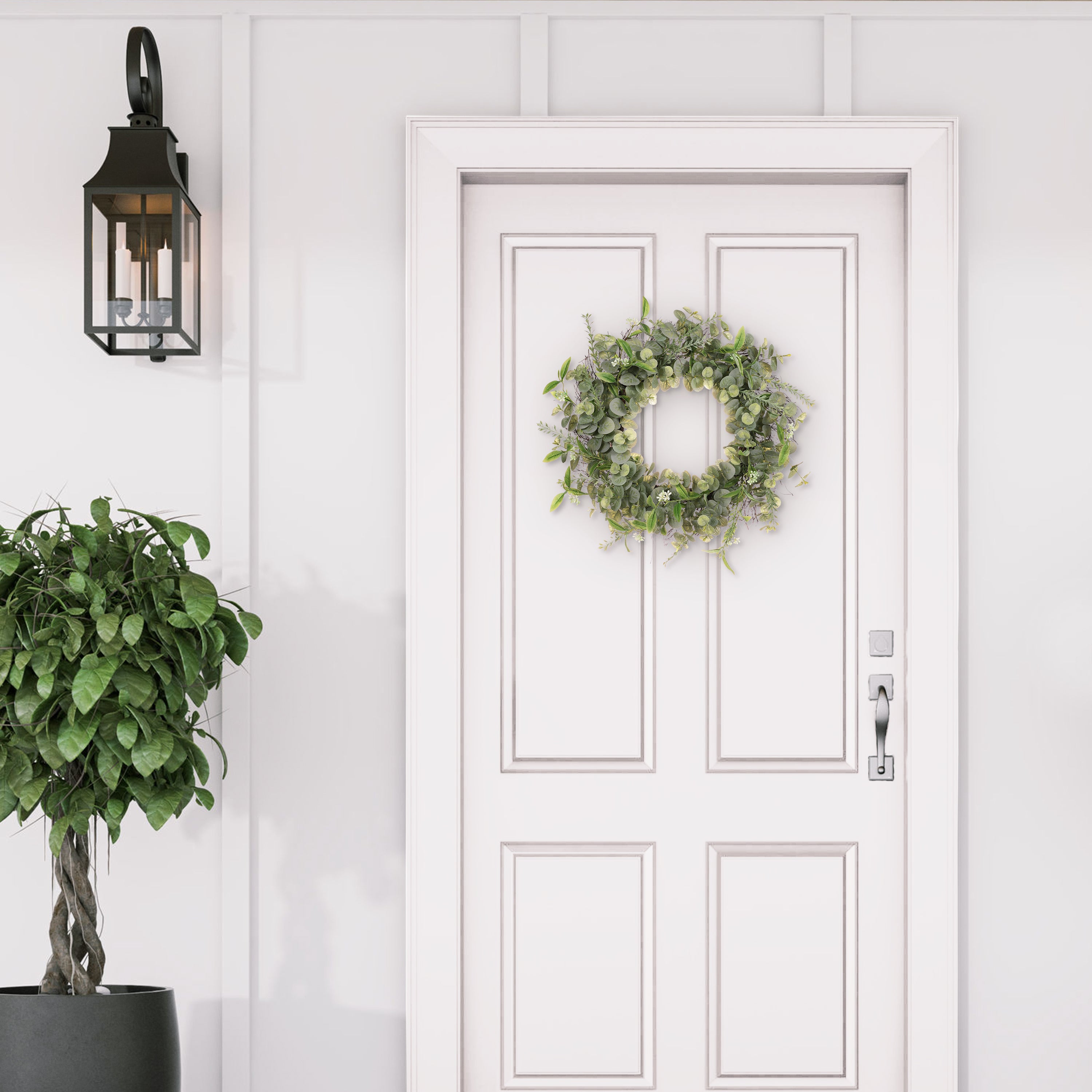 24" Artificial Eucalyptus  Spring Wreath With Green Leaves
