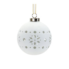 Porcelain Cut Out Ball Ornament with Nordic Design (Set of 6)