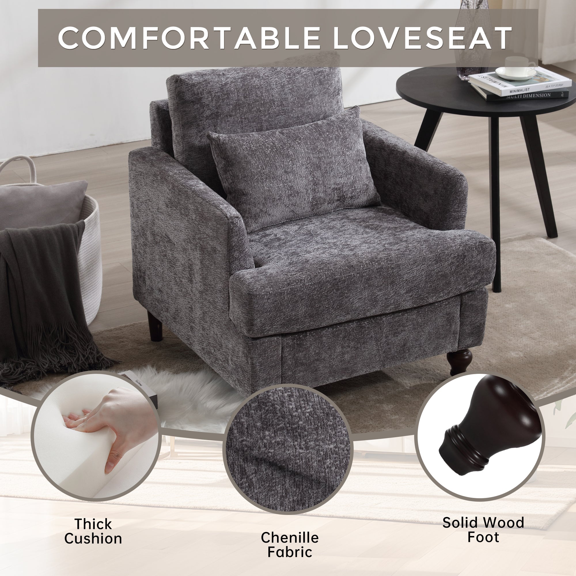 Chenille Tufted Upholstered Club Accent Chair