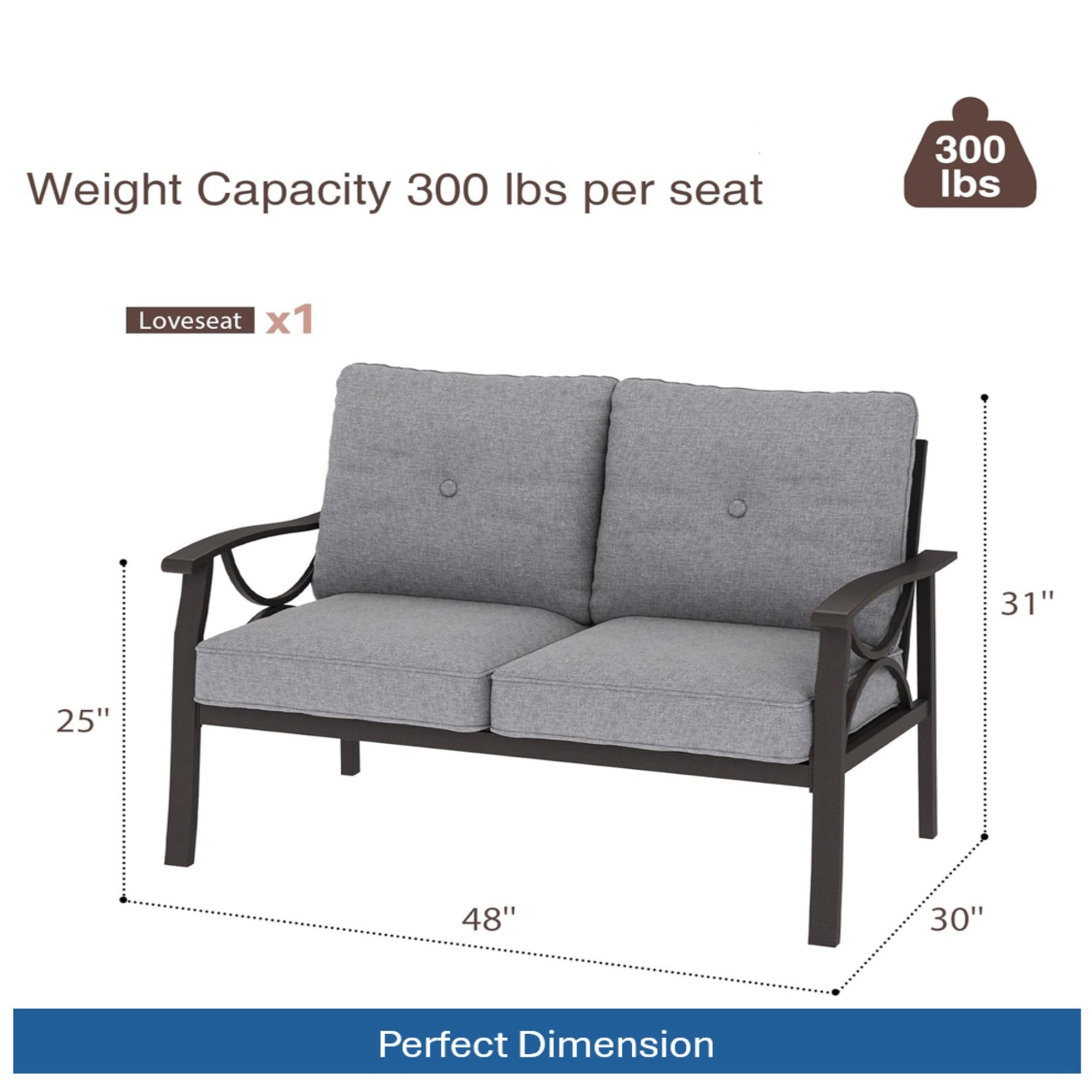 Marisol 3 Piece Metal Patio Furniture Set