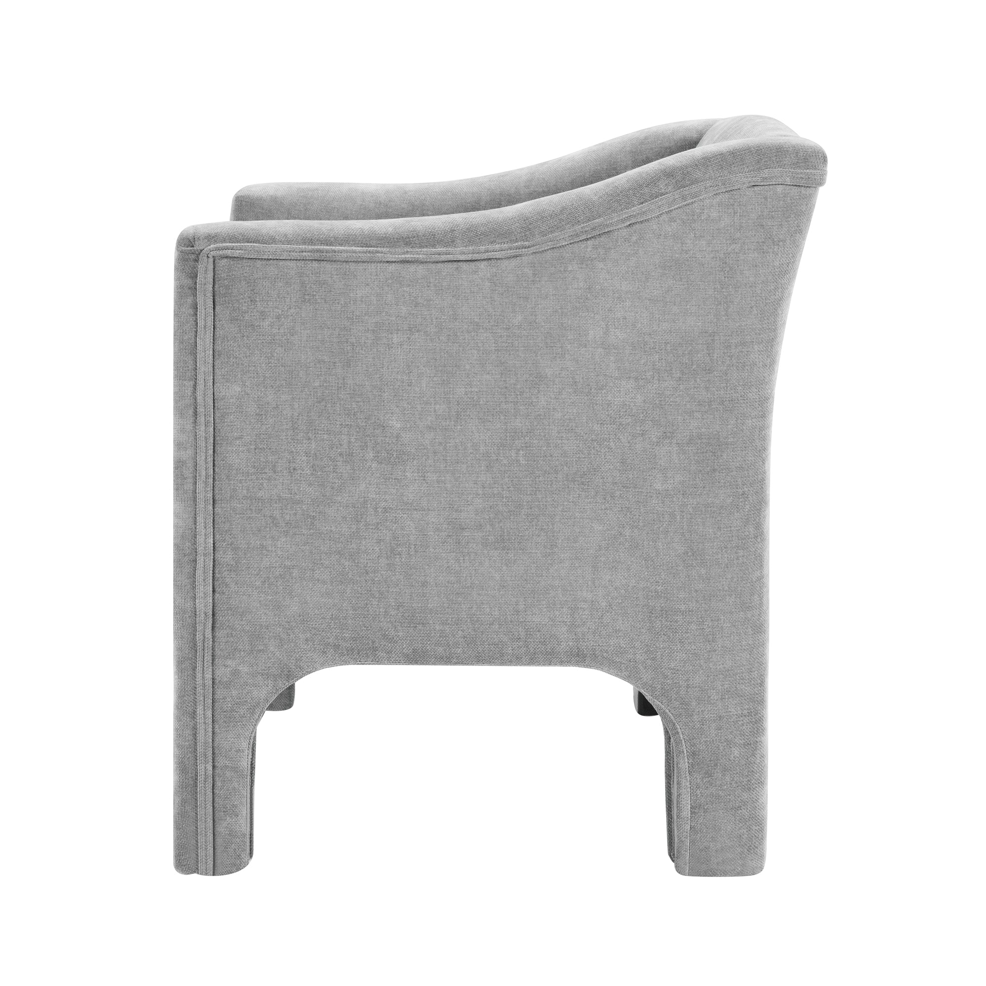 Modern Chenille Barrel Accent Chair with Enclosed Arms
