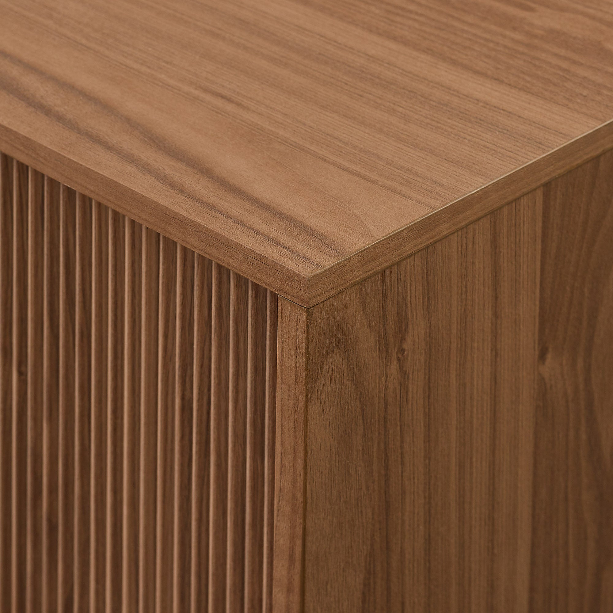 Vibrato Fluted-Door TV Stand with Open Shelf