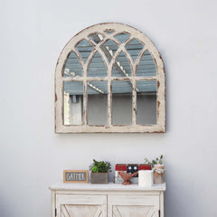 Whitewash-Rustic-Arched-Windowpane-Wall-Mirror-Mirrors