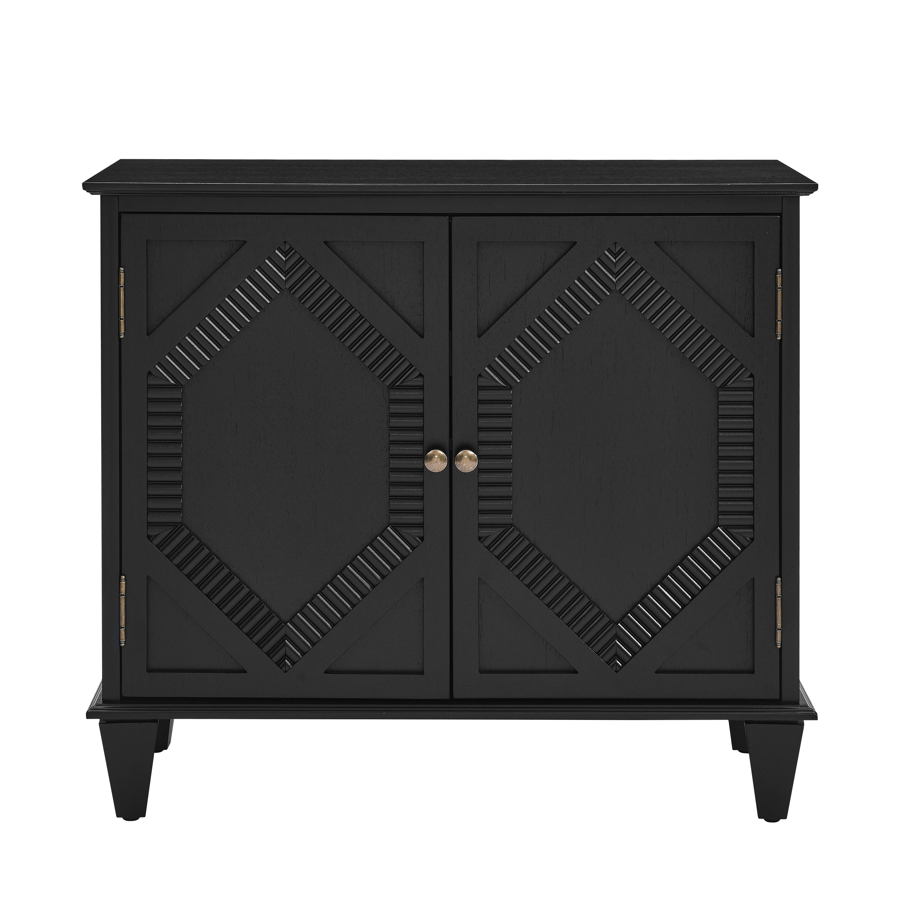 Mid Century Modern Geometric Accent Cabinet with Storage - 65.2"