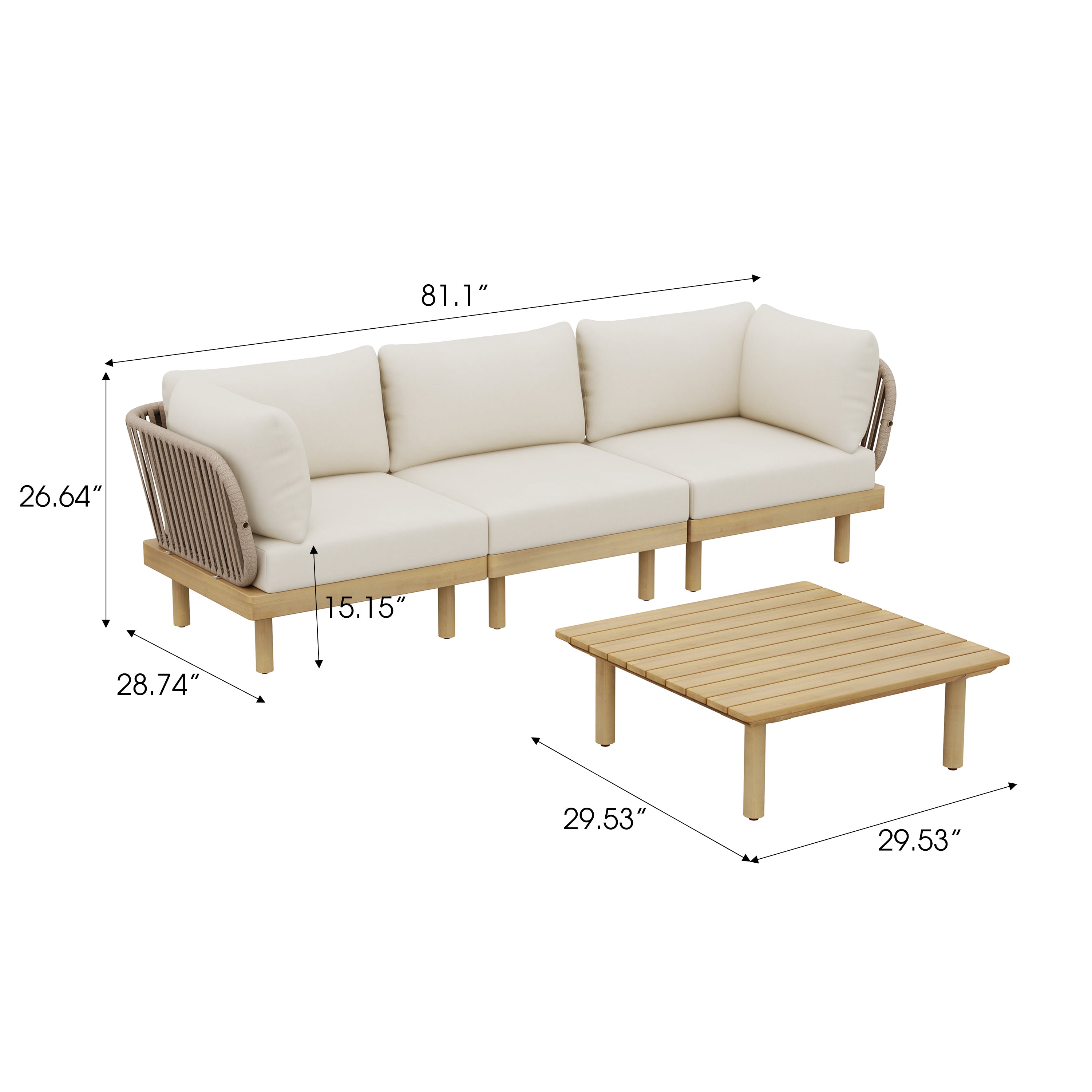 Sebastian 4-Piece Acacia Wood Outdoor Sofa Set