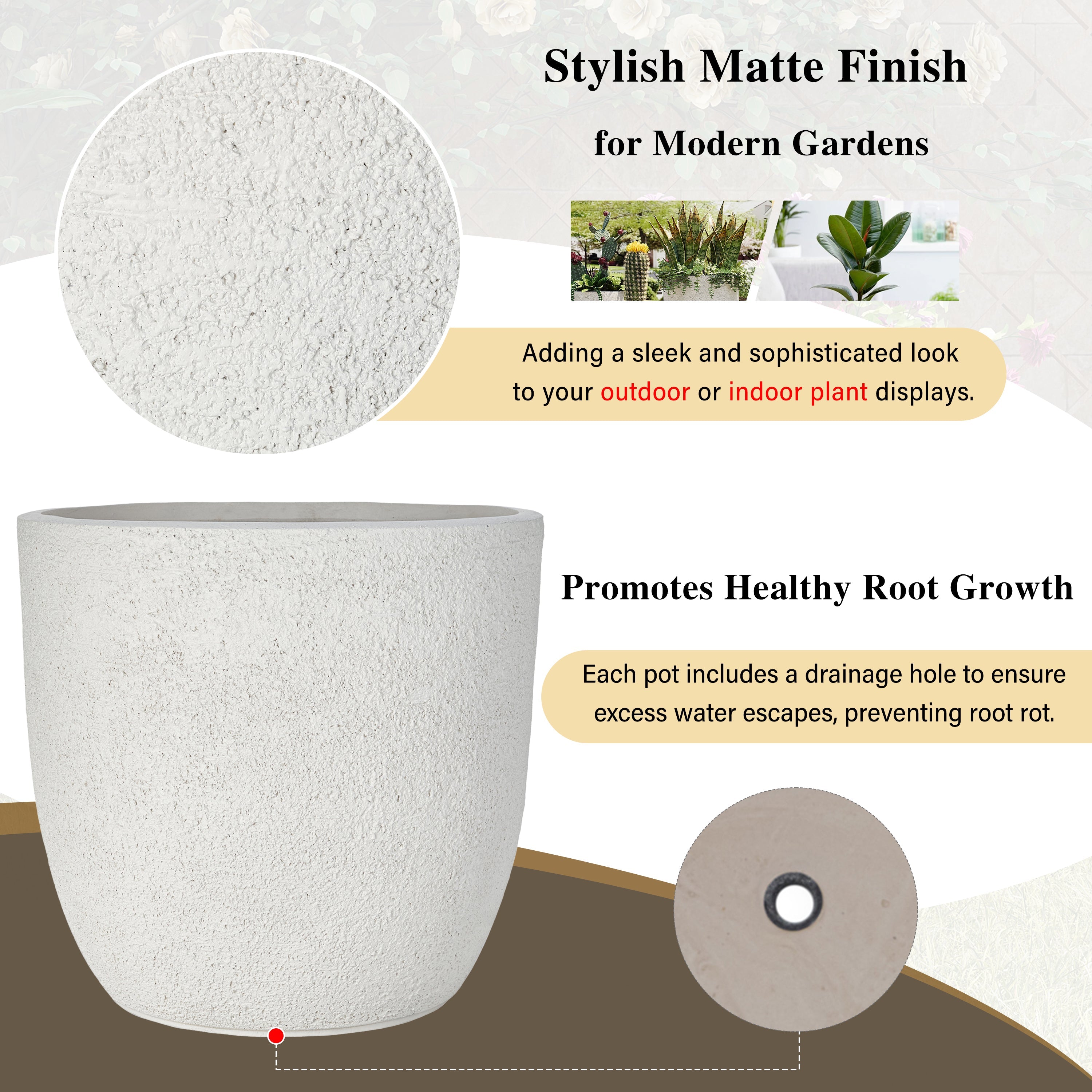 Lightweight Matte Textured Outdoor Planter
