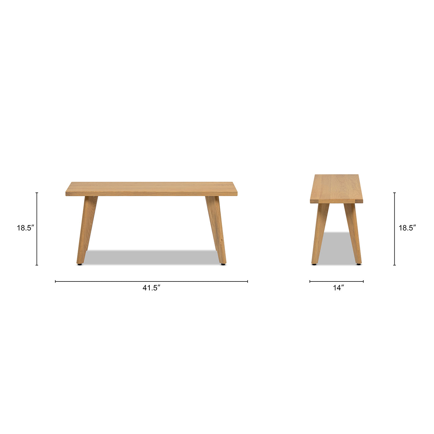 Capri 41.5" Solid Red Oak Wood Bench